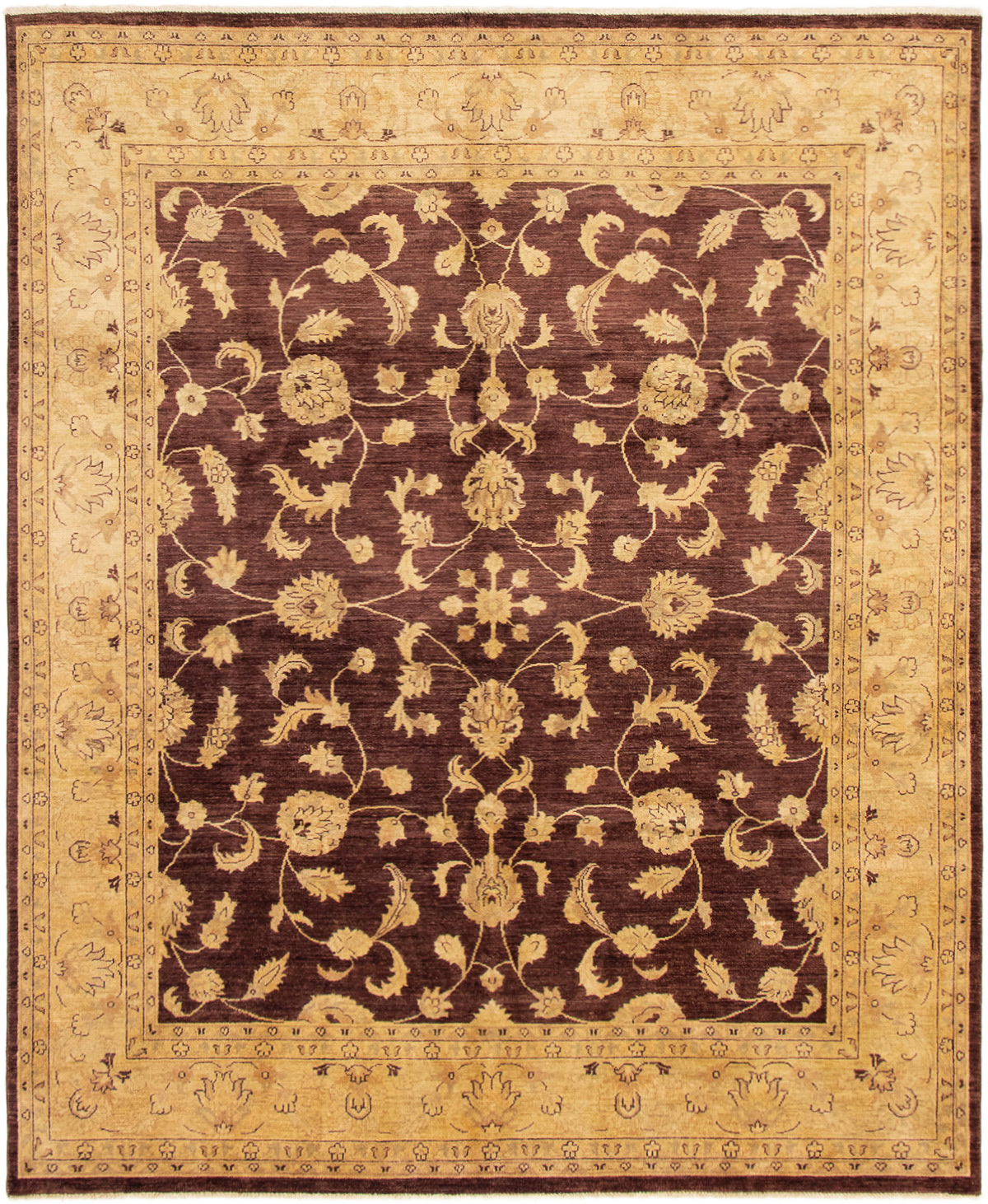 Hand-knotted Peshawar Oushak Dark Brown Wool Rug 8'1" x 9'10" Size: 8'1" x 9'10"  