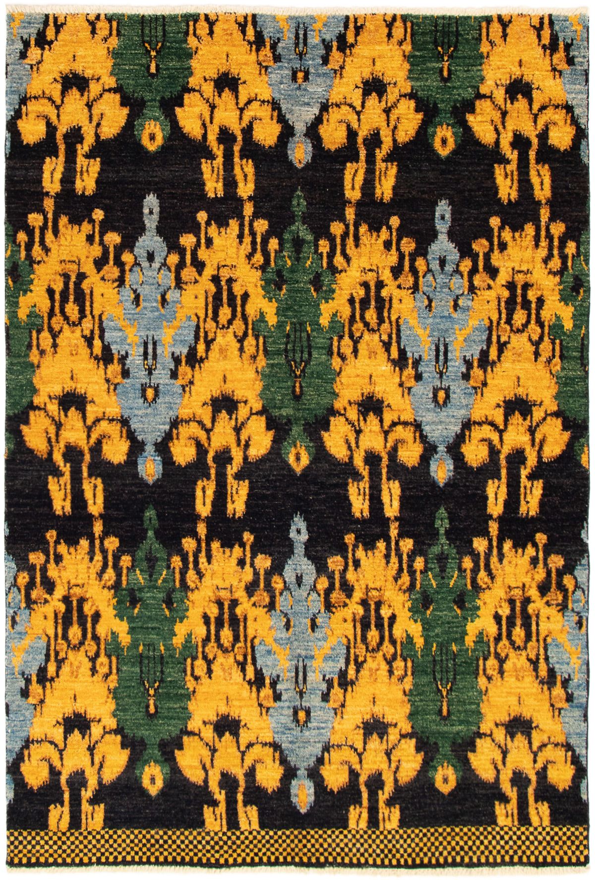 Hand-knotted Shalimar Black, Gold Wool Rug 6'2" x 8'10" Size: 6'2" x 8'10"  