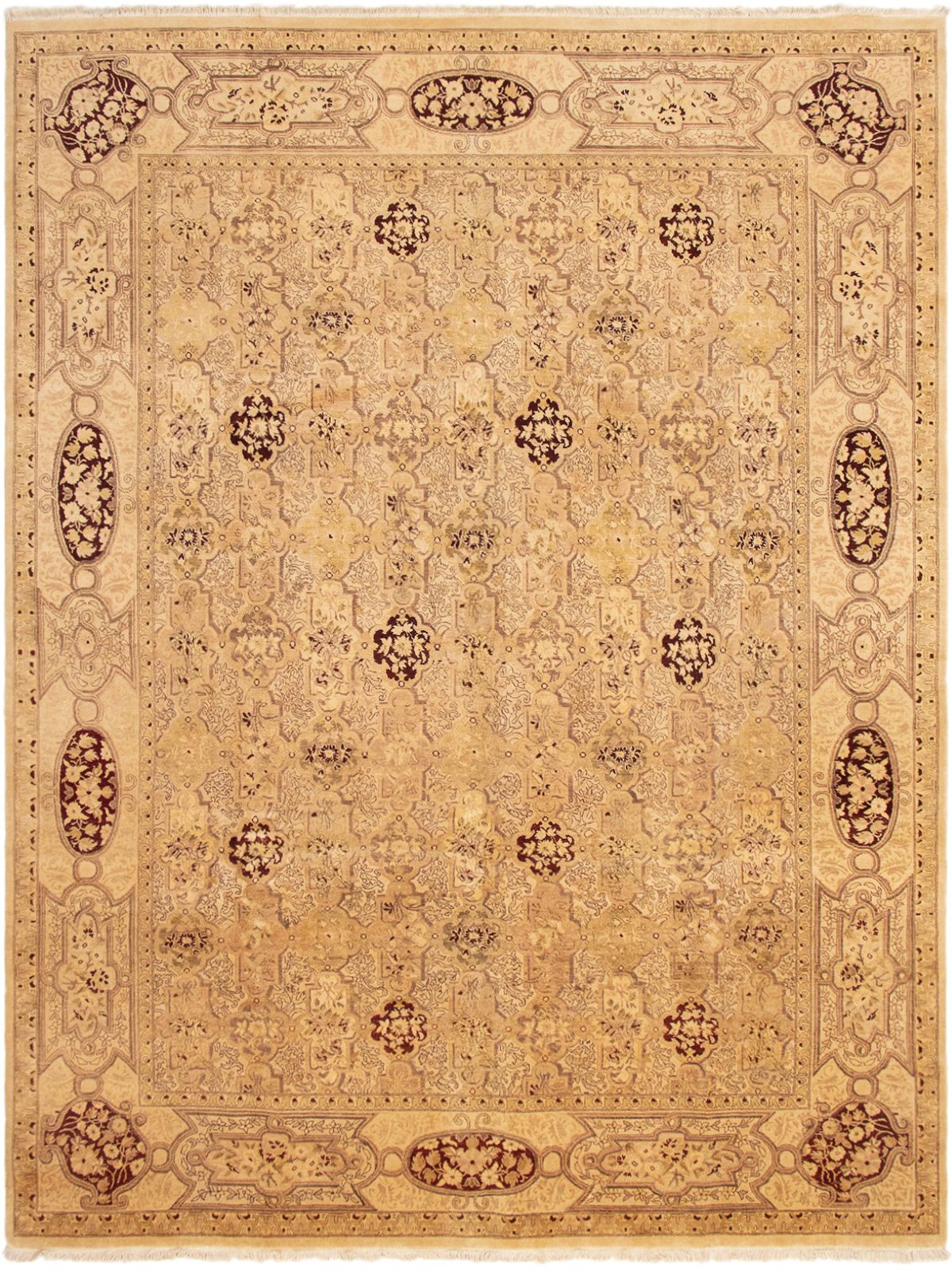 Hand-knotted Peshawar Oushak Ivory Wool Rug 9'1" x 11'10" Size: 9'1" x 11'10"  