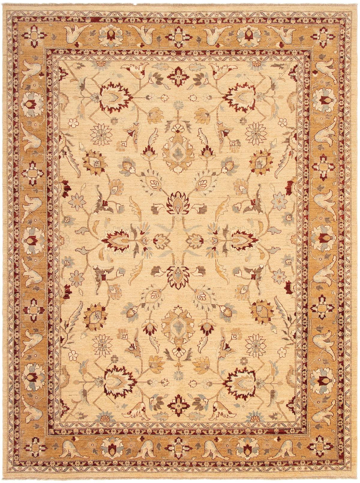 Hand-knotted Chobi Finest Cream Wool Rug 9'0" x 11'10"  Size: 9'0" x 11'10"  