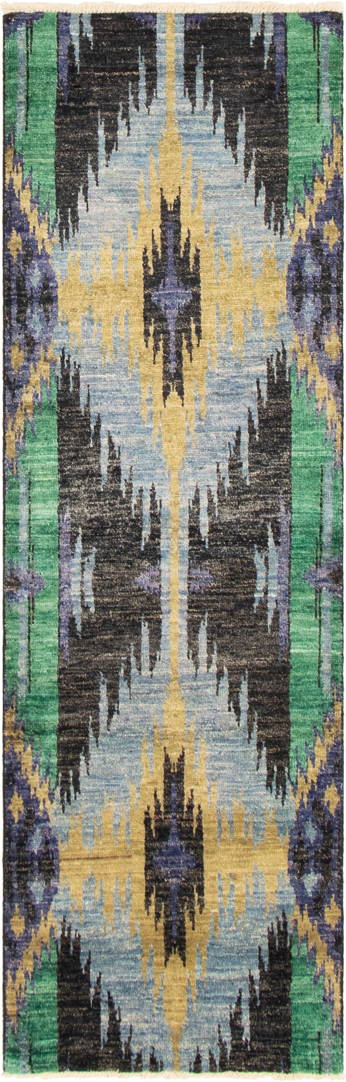Hand-knotted Shalimar Black, Green Wool Rug 2'6" x 8'2" Size: 2'6" x 8'2"  
