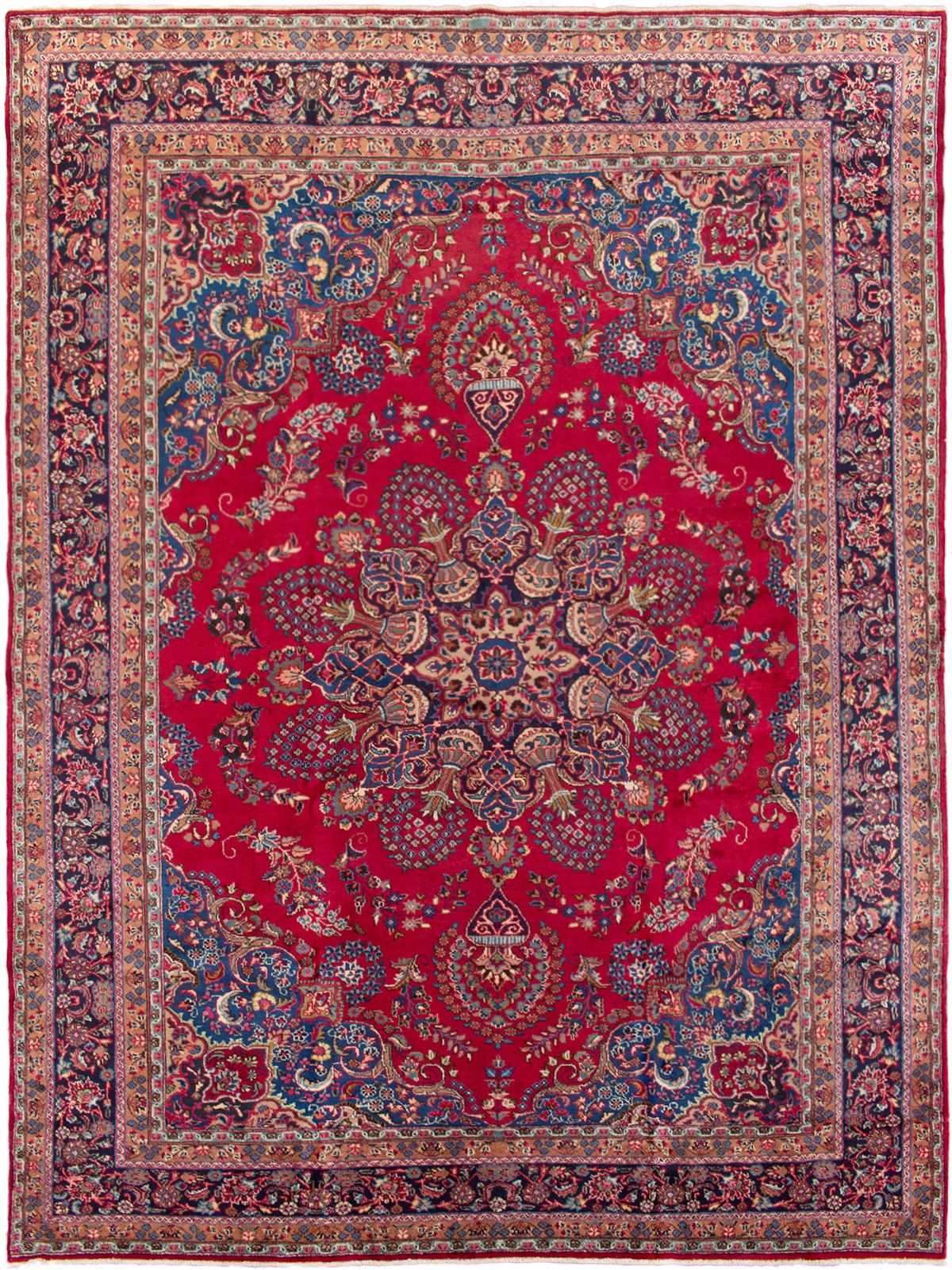 Hand-knotted Sabzevar Red Wool Rug 9'8" x 13'0" Size: 9'8" x 13'0"  