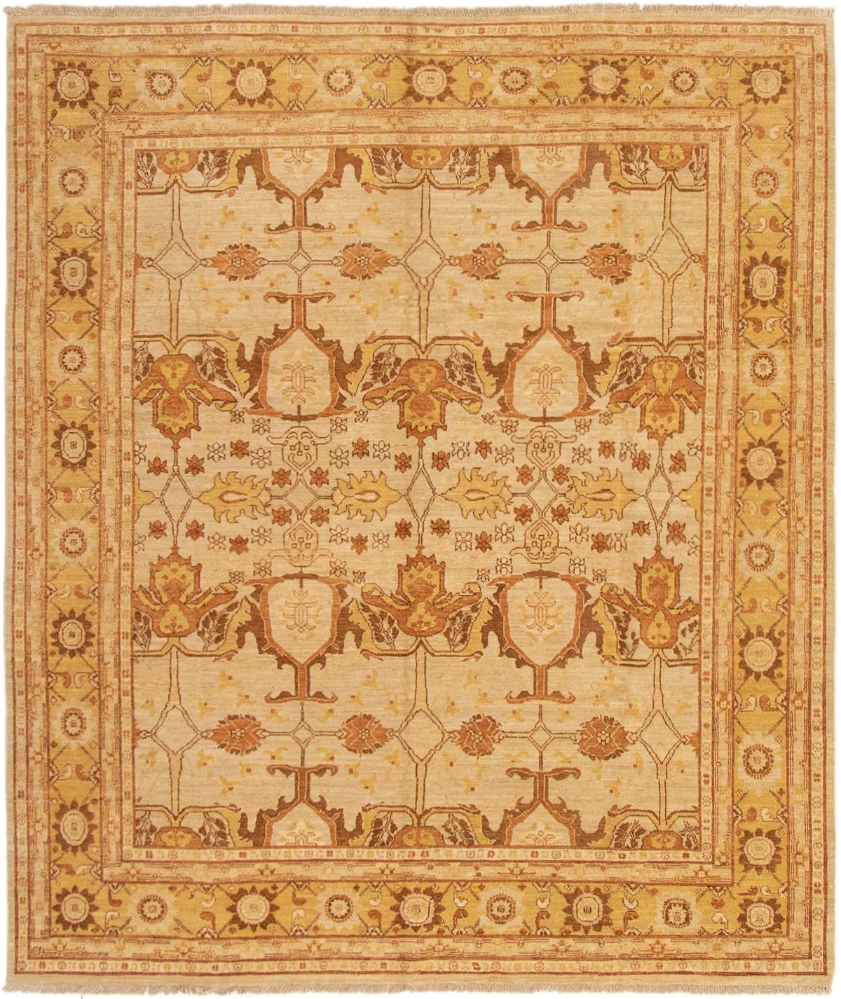 Hand-knotted Chobi Finest Ivory Wool Rug 8'5" x 9'10" Size: 8'5" x 9'10"  
