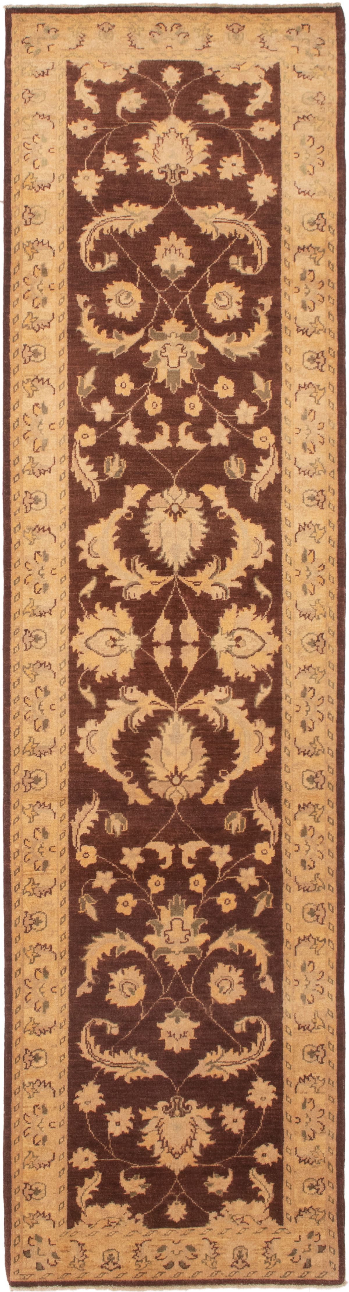 Hand-knotted Chobi Finest Brown, Cream Wool Rug 2'9" x 10'8" Size: 2'9" x 10'8"  