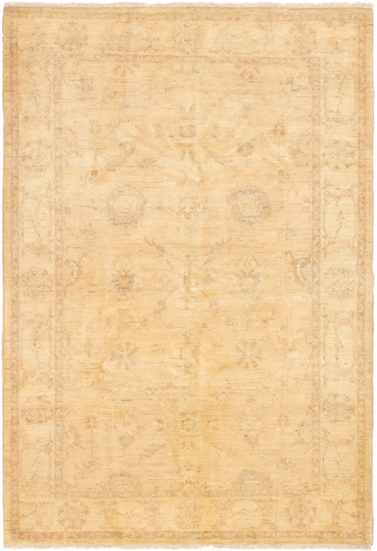Hand-knotted Chobi Finest Cream Wool Rug 6'1" x 8'9"  Size: 6'1" x 8'9"  