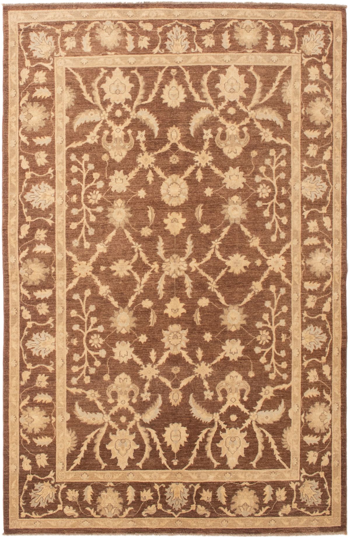 Hand-knotted Peshawar Oushak Brown Wool Rug 6'0" x 9'1" Size: 6'0" x 9'1"  