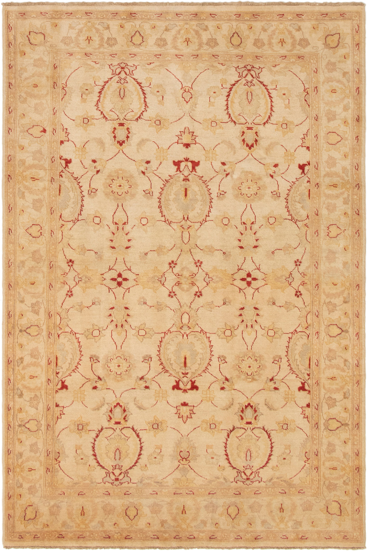 Hand-knotted Chobi Finest Ivory Wool Rug 5'7" x 8'2" Size: 5'7" x 8'2"  