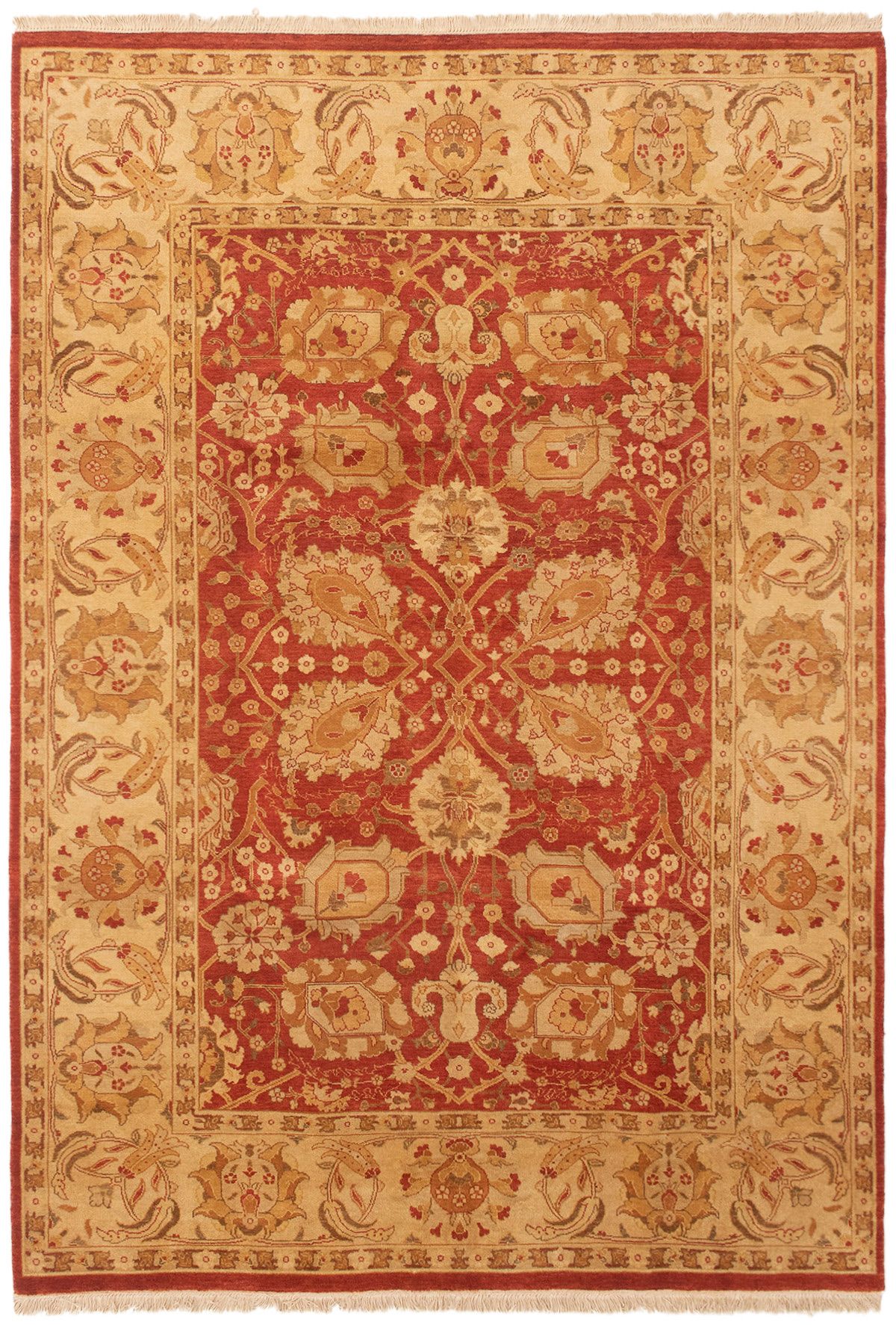 Hand-knotted Peshawar Oushak Dark Copper, Gold Wool Rug 6'2" x 8'10" Size: 6'2" x 8'10"  