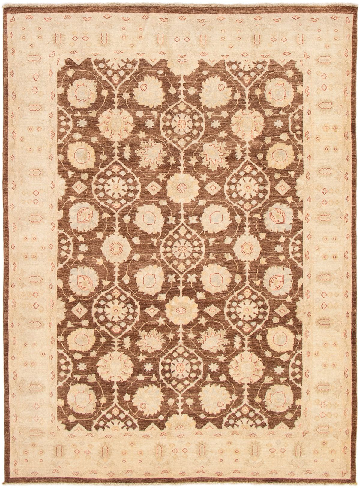 Hand-knotted Peshawar Oushak Brown Wool Rug 6'4" x 8'7" Size: 6'4" x 8'7"  