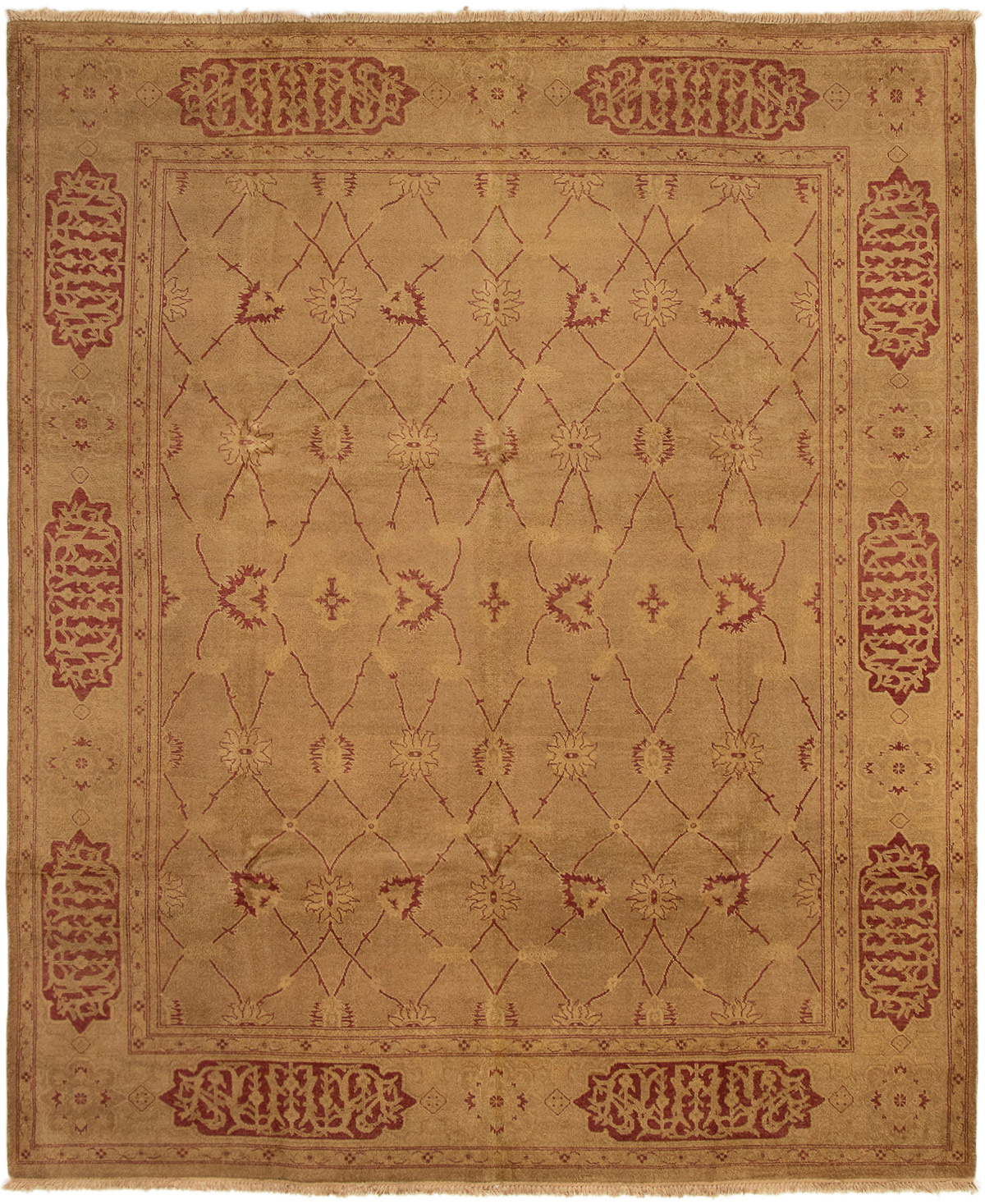 Hand-knotted Peshawar Oushak Brown Wool Rug 8'1" x 9'9" Size: 8'1" x 9'9"  