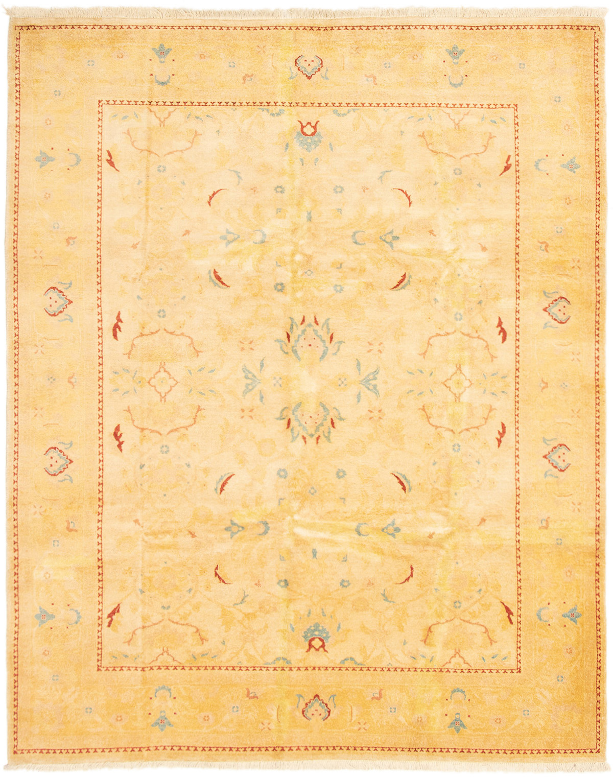 Hand-knotted Peshawar Oushak Ivory Wool Rug 8'5" x 10'5" Size: 8'5" x 10'5"  