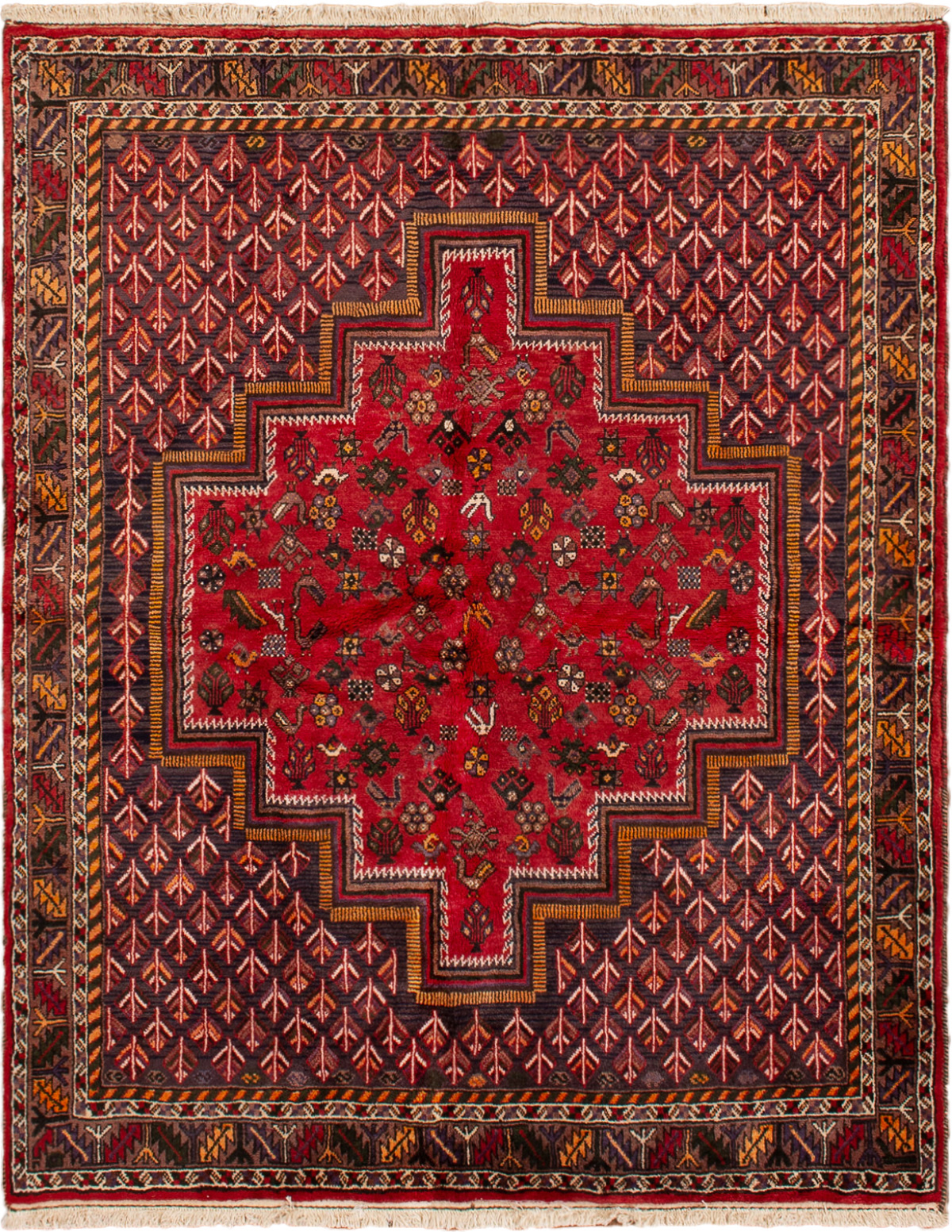 Hand-knotted Joshagan Red Wool Rug 5'1" x 6'5" Size: 5'1" x 6'5"  