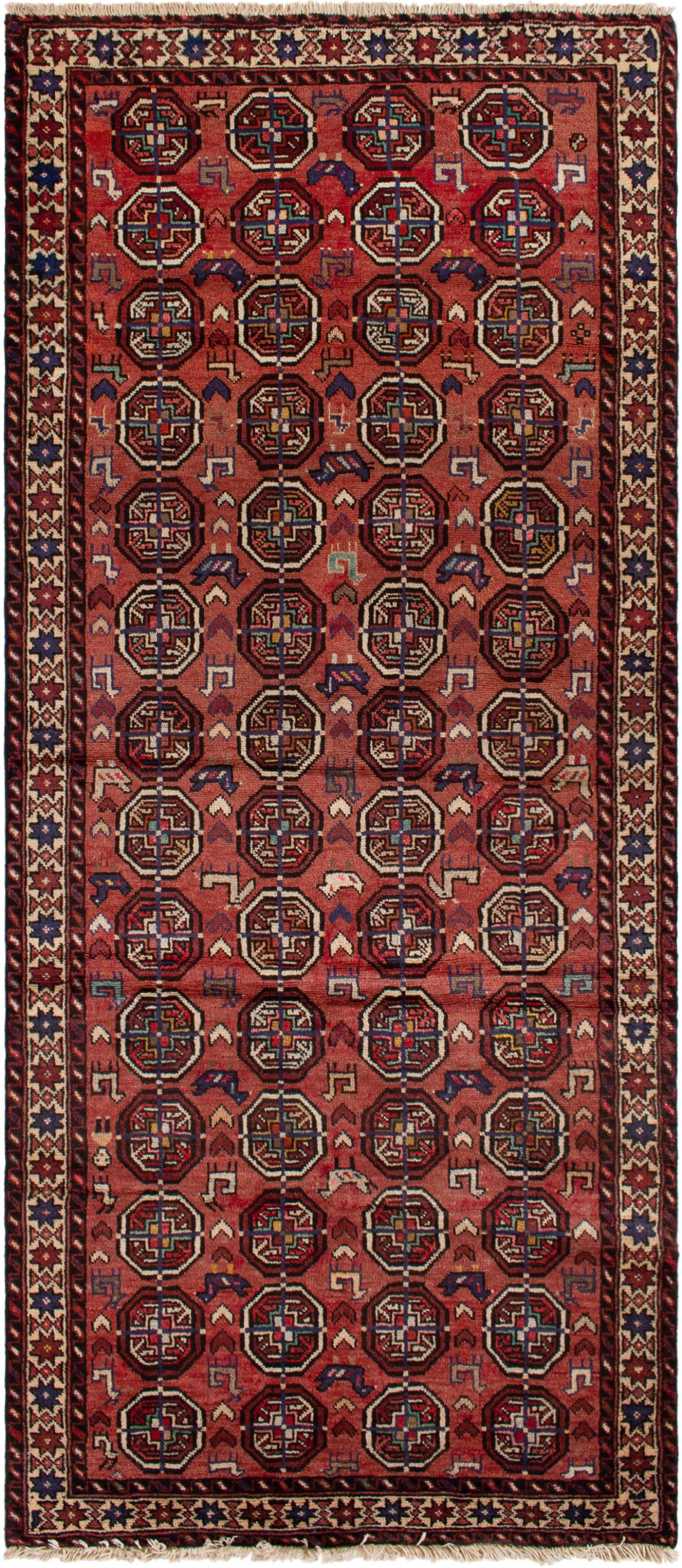 Hand-knotted Finest Baluch  Wool Rug 3'8" x 8'10" Size: 3'8" x 8'10"  
