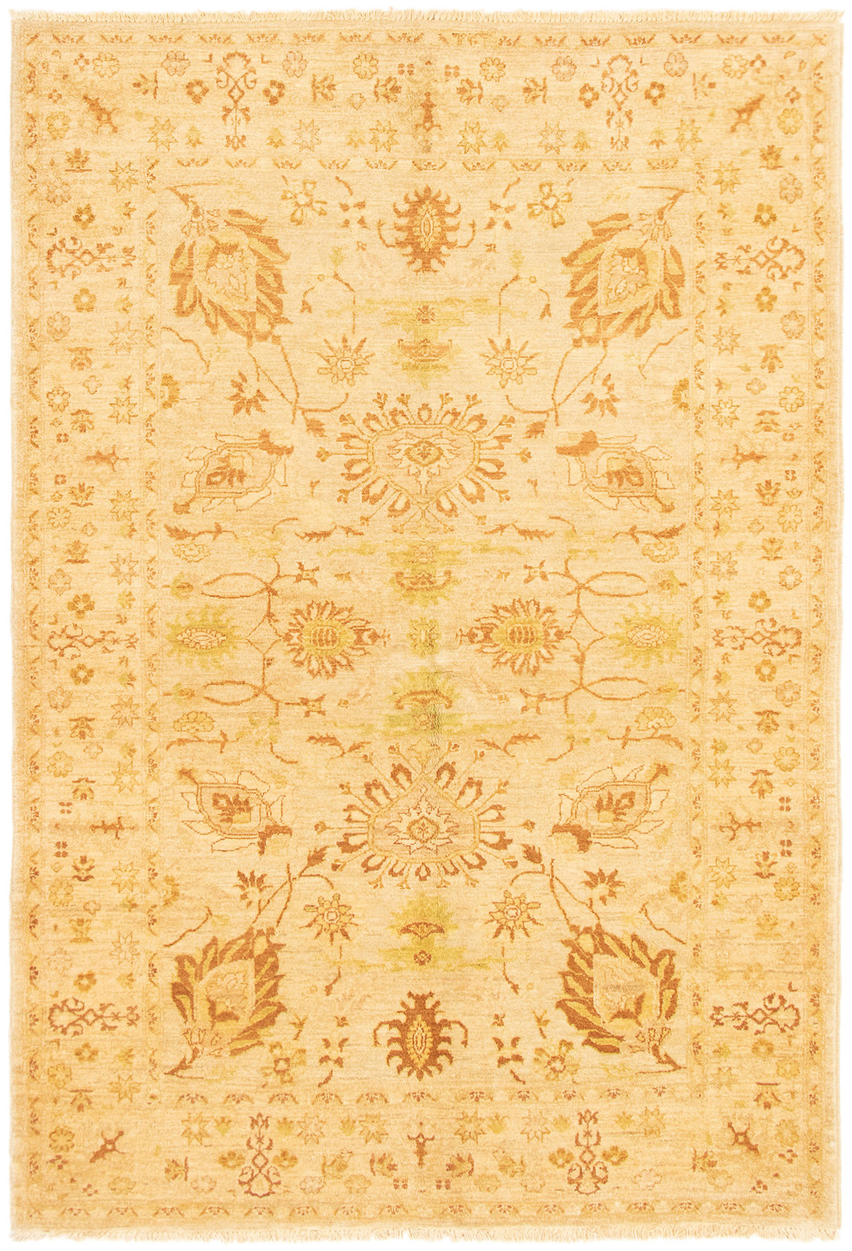 Hand-knotted Chobi Finest Cream Wool Rug 6'4" x 9'1" Size: 6'4" x 9'1"  