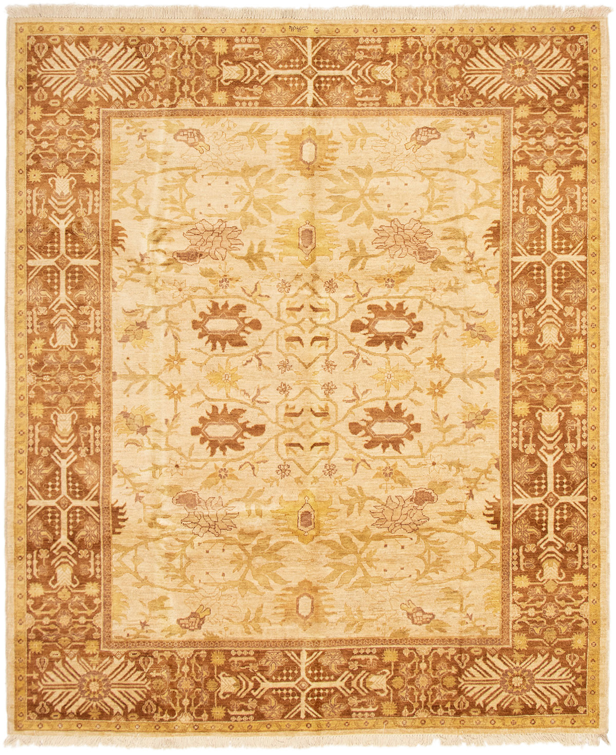 Hand-knotted Chobi Finest Cream,  Wool Rug 8'2" x 9'9" Size: 8'2" x 9'9"  
