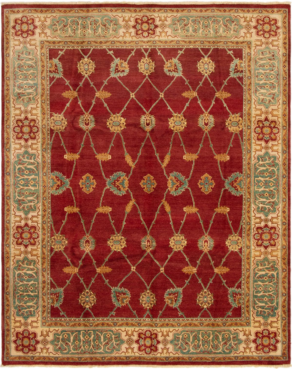 Hand-knotted Peshawar Oushak Red Wool Rug 8'1" x 10'2" Size: 8'1" x 10'2"  