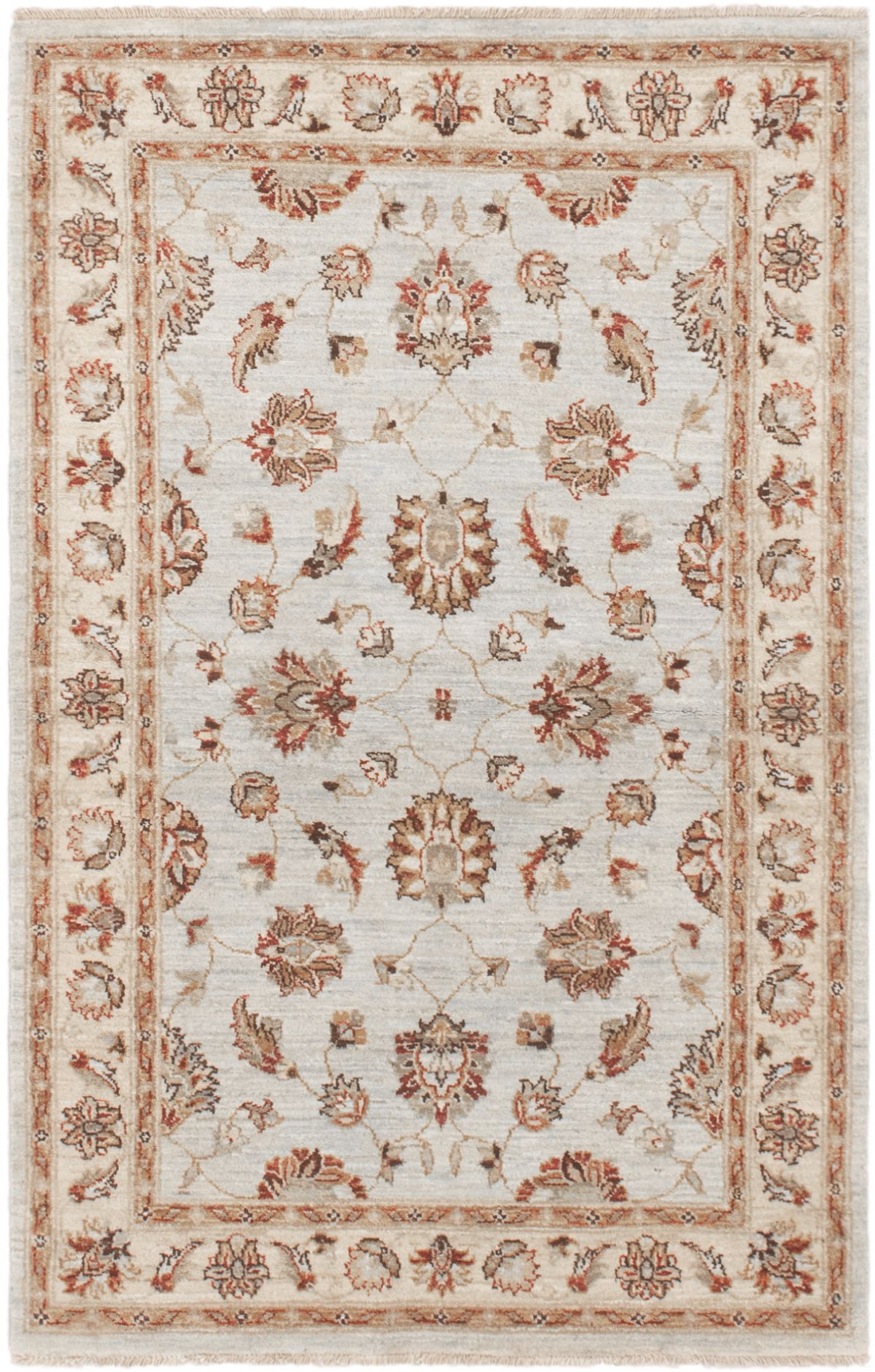Hand-knotted Chobi Twisted Cream Wool Rug 4'1" x 6'4" Size: 4'1" x 6'4"  
