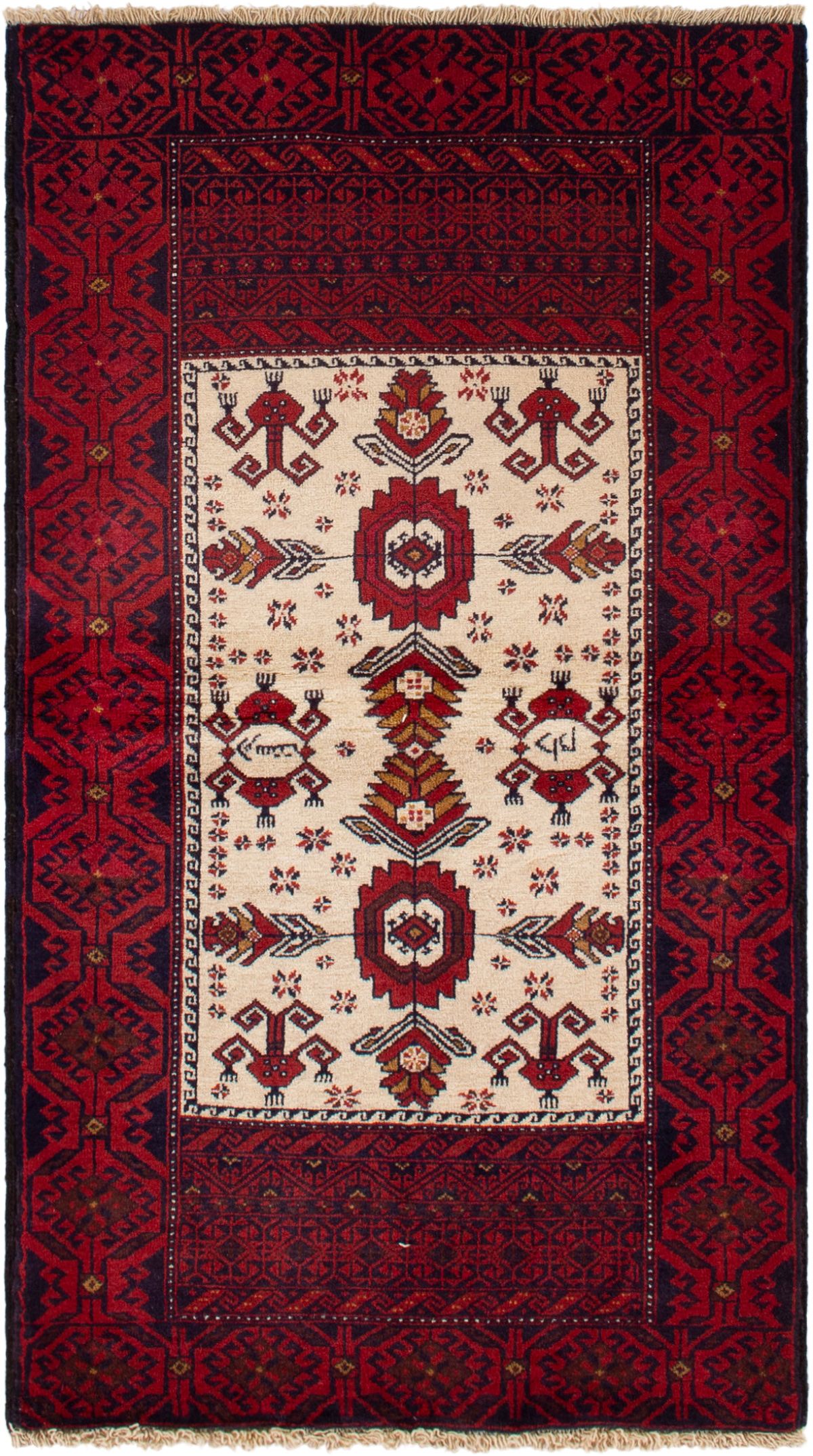 Hand-knotted Finest Baluch  Wool Rug 2'10" x 5'3" Size: 2'10" x 5'3"  
