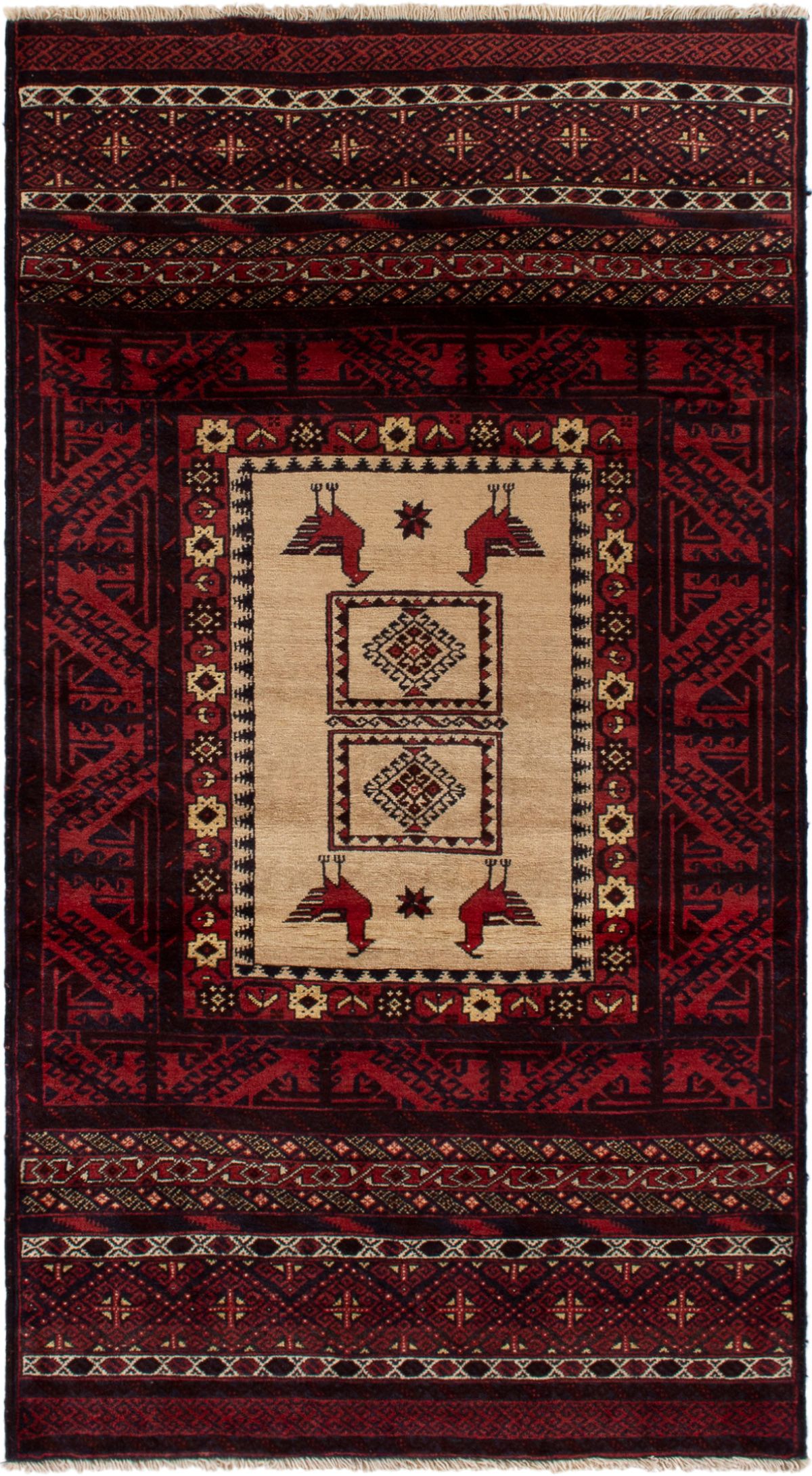 Hand-knotted Finest Baluch  Wool Rug 3'3" x 6'1" Size: 3'3" x 6'1"  