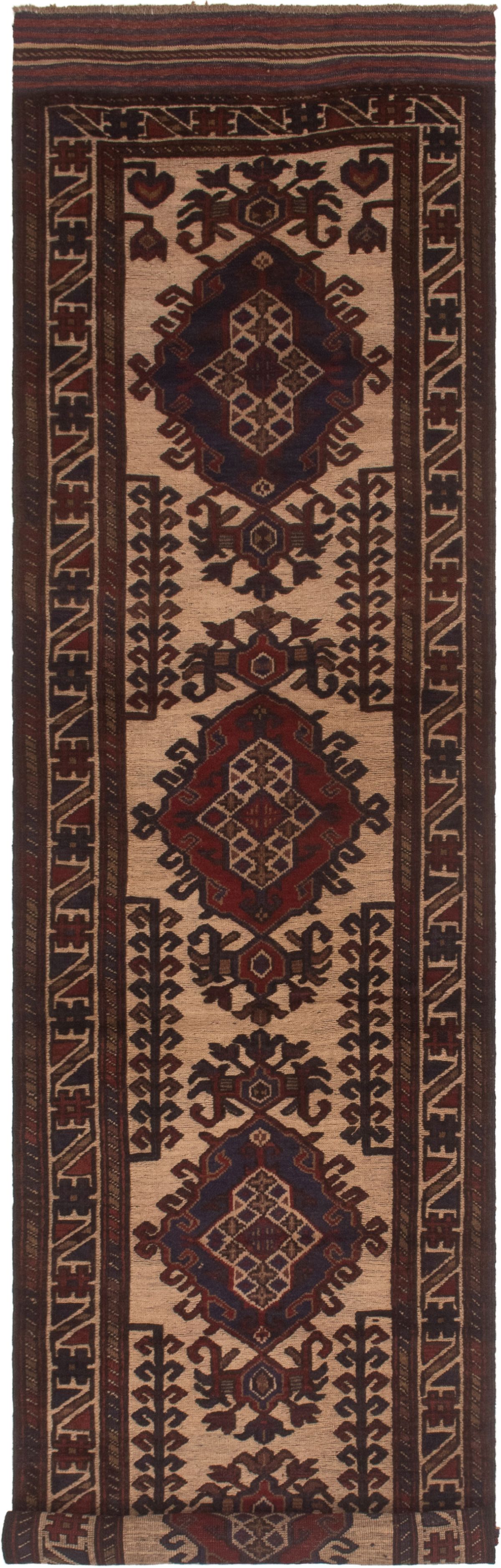 Hand-knotted Tajik Caucasian Cream Wool Rug 2'10" x 12'5" Size: 2'10" x 12'5"  