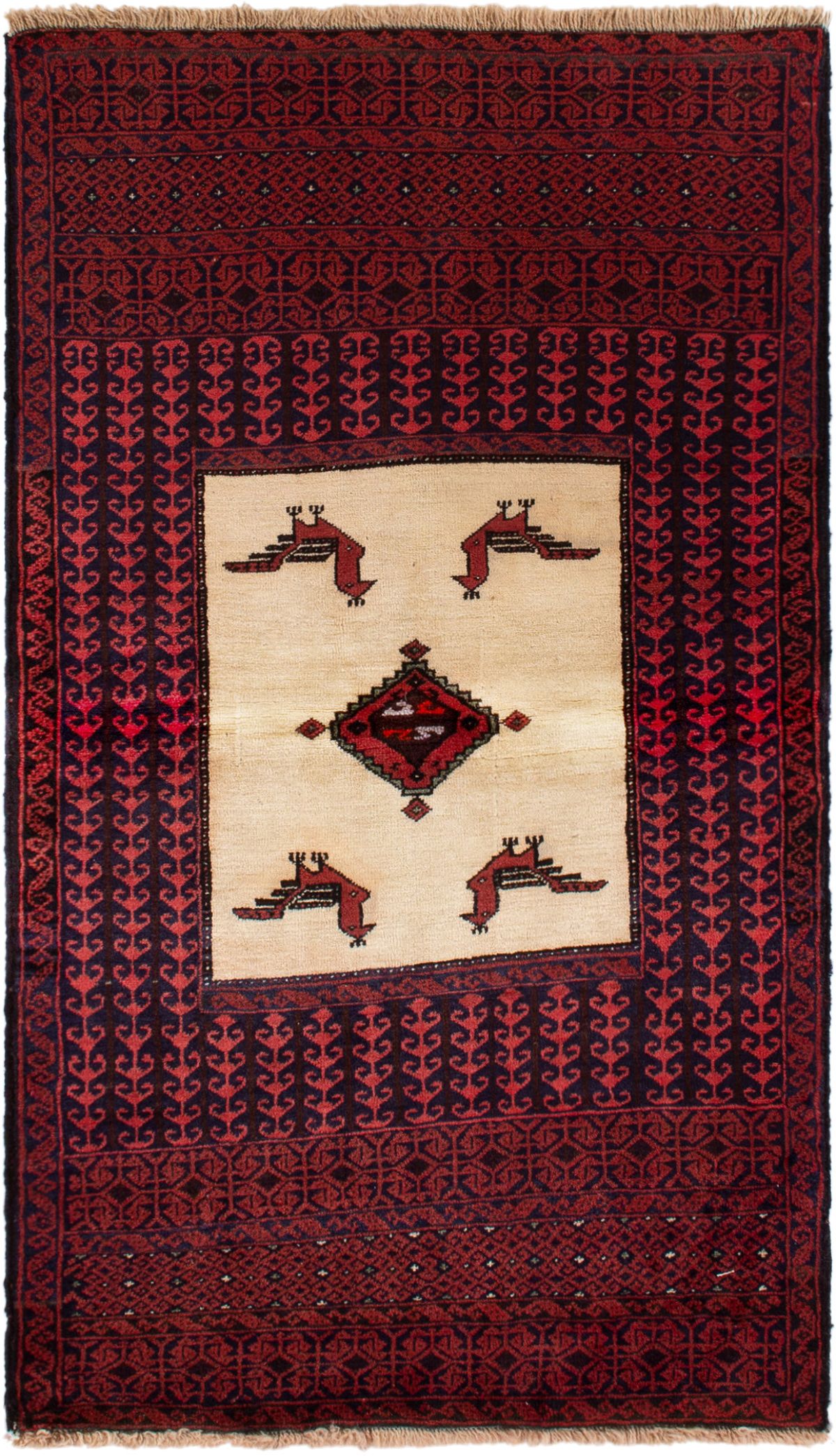 Hand-knotted Finest Baluch  Wool Rug 2'10" x 5'1" Size: 2'10" x 5'1"  