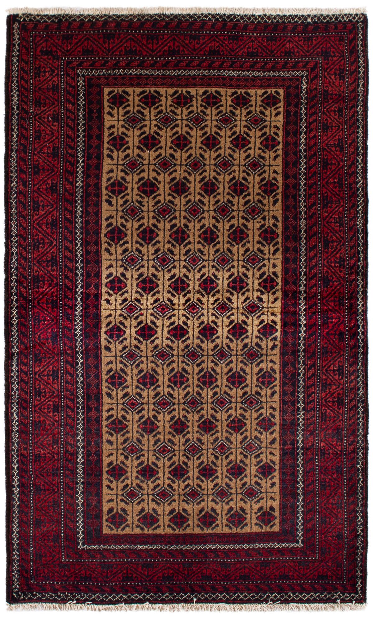 Hand-knotted Finest Baluch  Wool Rug 3'1" x 5'1" Size: 3'1" x 5'1"  
