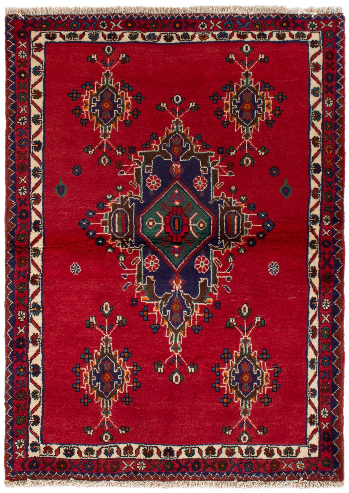 Hand-knotted Afshar  Wool Rug 3'3" x 4'7" Size: 3'3" x 4'7"  