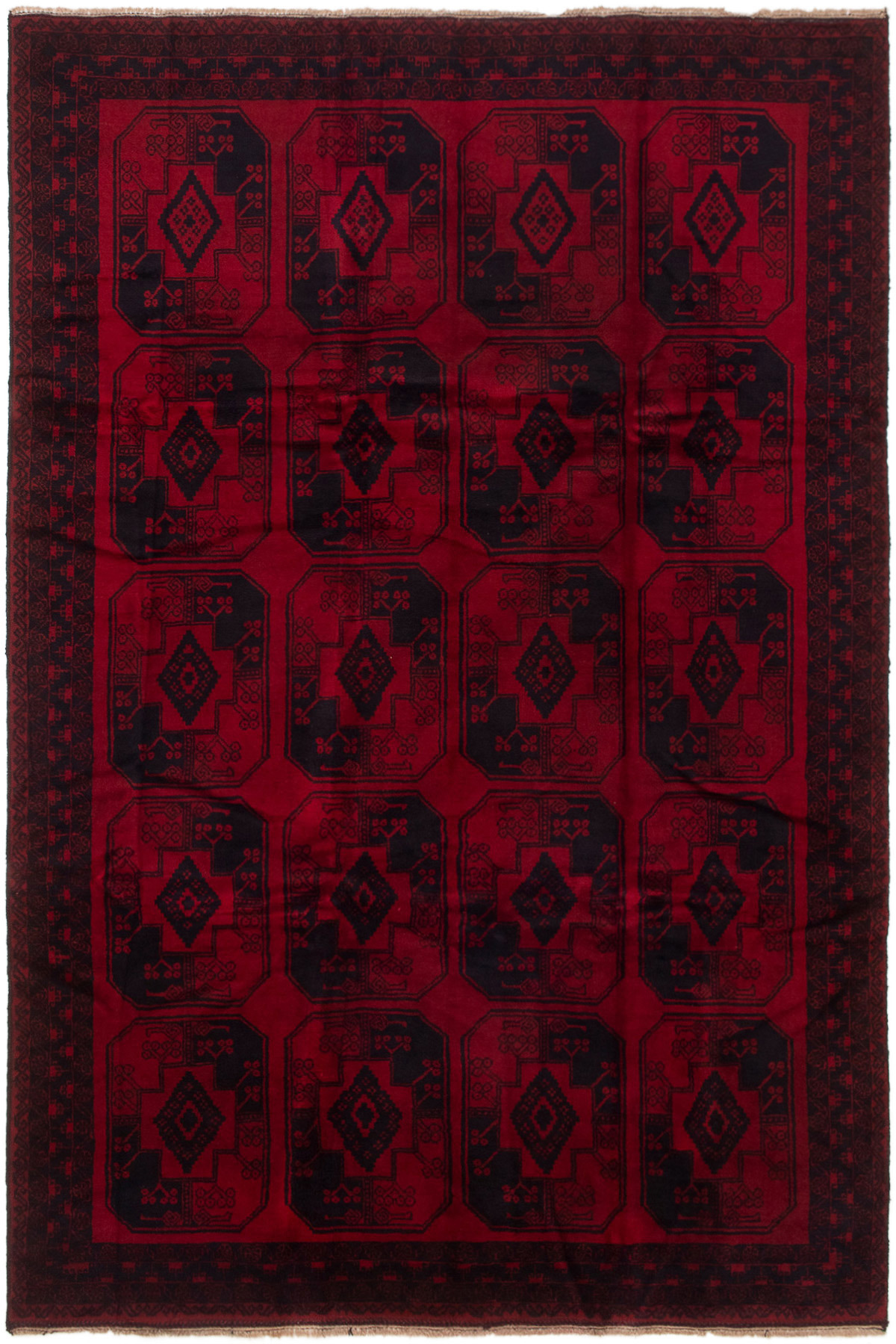 Hand-knotted Teimani Black, Red Wool Rug 6'1" x 9'4" Size: 6'1" x 9'4"  