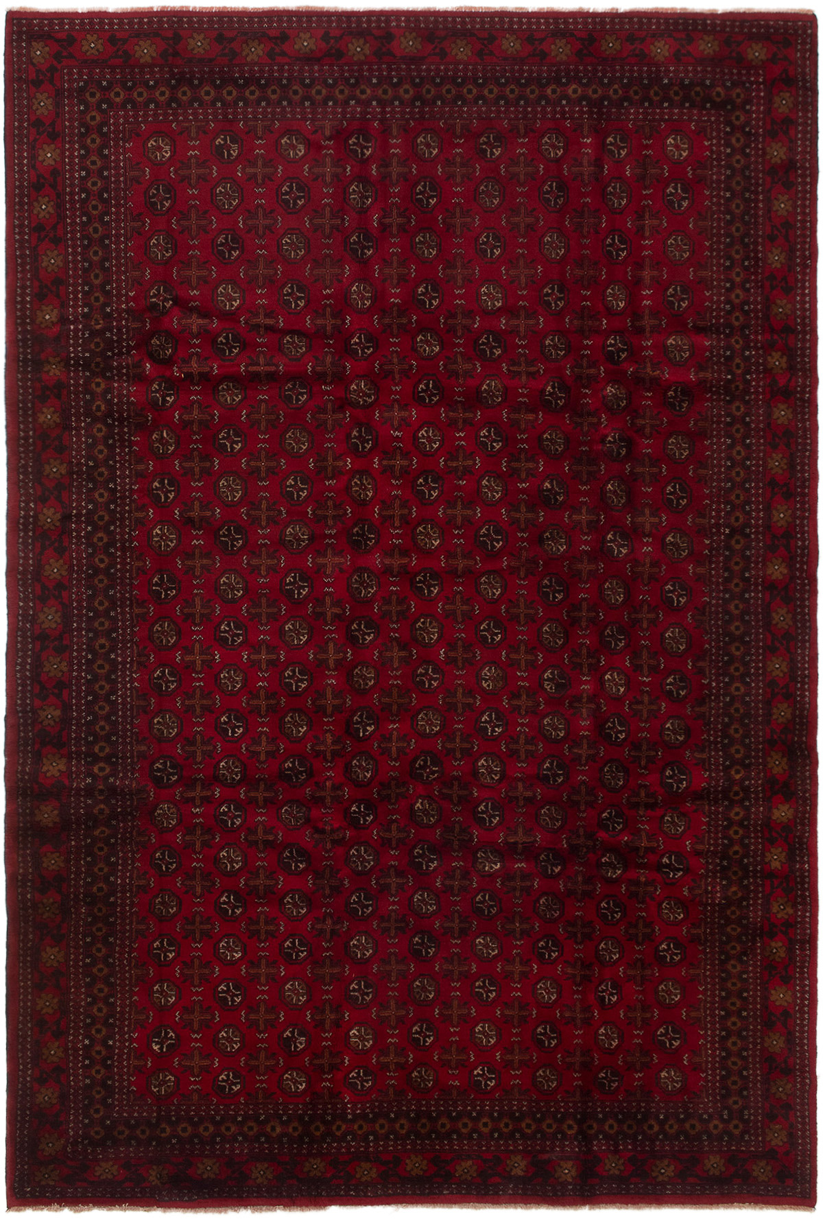 Hand-knotted Finest Rizbaft Red Wool Rug 6'9" x 10'1"  Size: 6'9" x 10'1"  