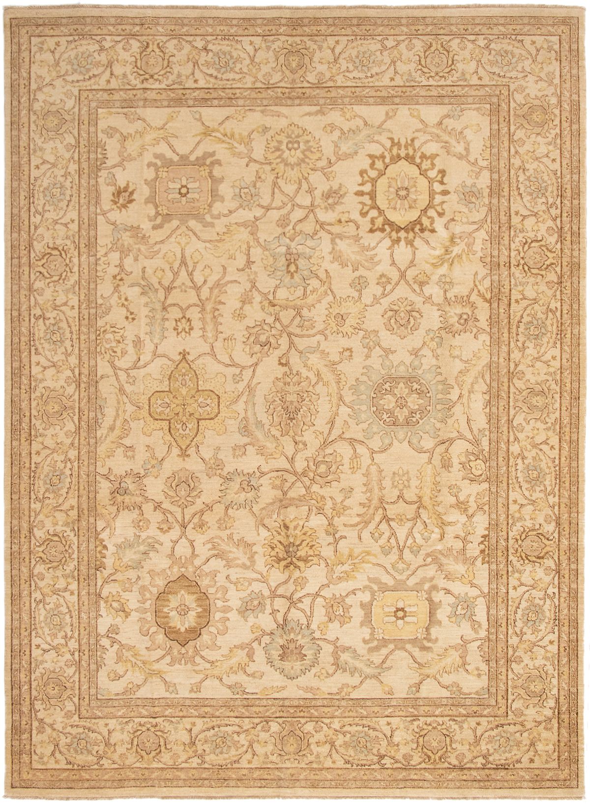 Hand-knotted Chobi Twisted Cream Wool Rug 9'2" x 12'4" Size: 9'2" x 12'4"  