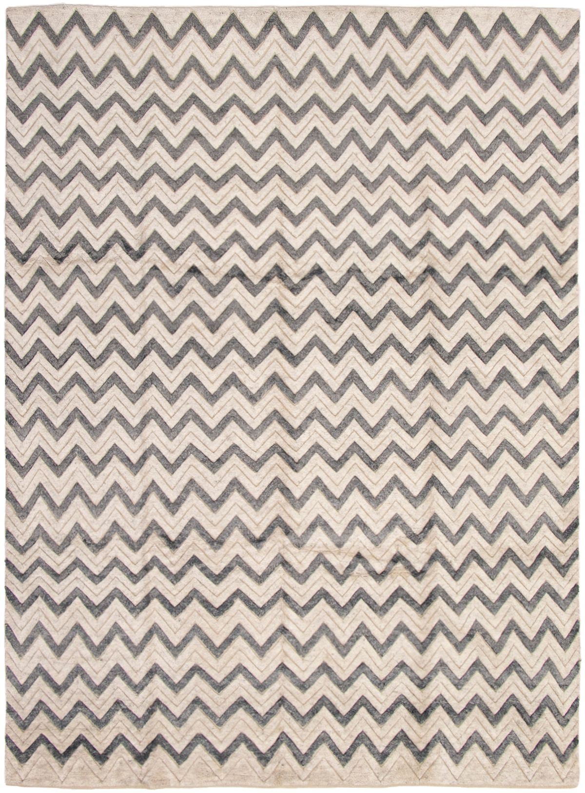 Hand-knotted Arlequin Cream Wool Rug 9'0" x 12'1" Size: 9'0" x 12'1"  