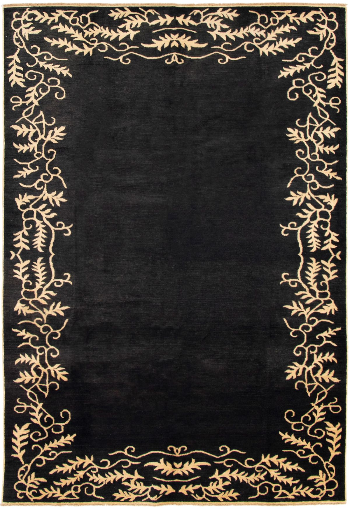 Hand-knotted Finest Ziegler Chobi Black Wool Rug 6'10" x 10'0" Size: 6'10" x 10'0"  