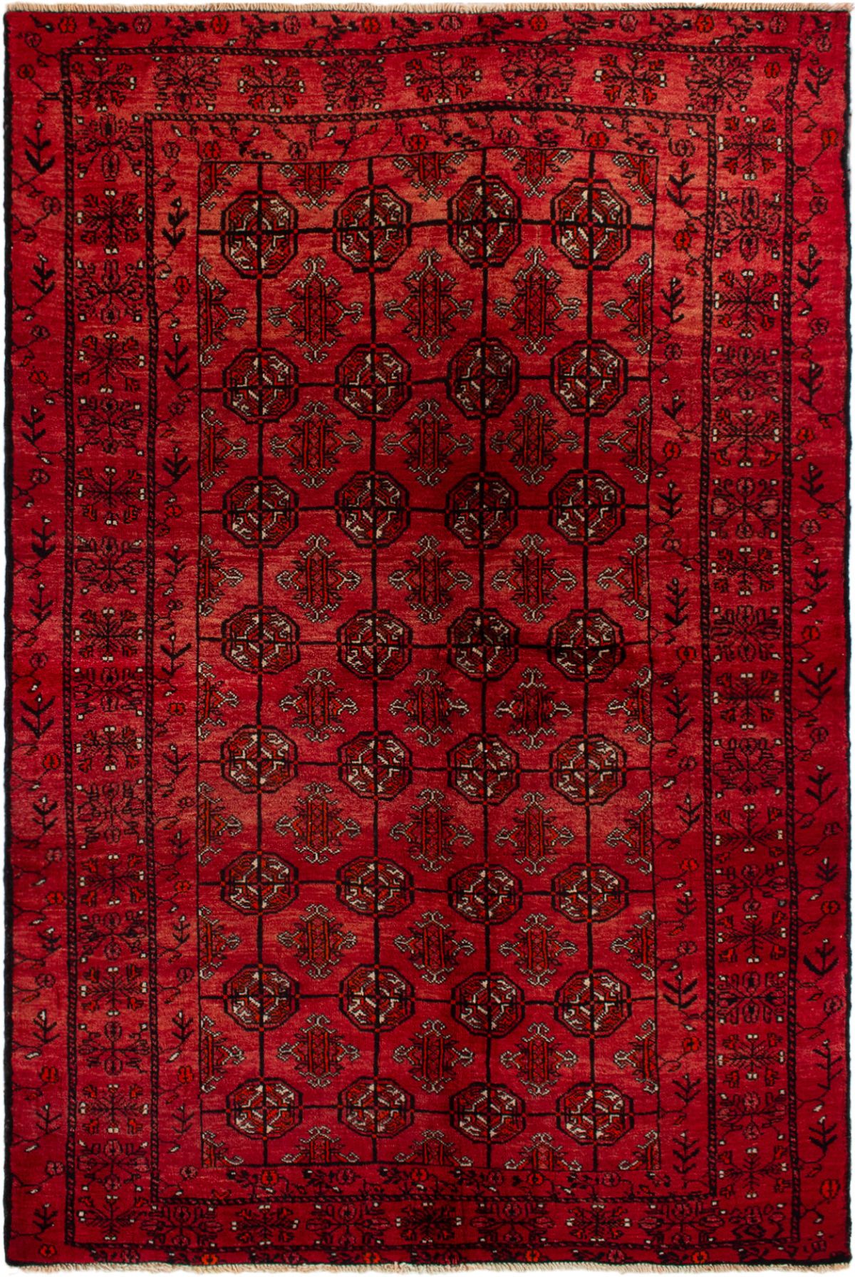Hand-knotted Turkoman  Wool Rug 4'7" x 7'1" Size: 4'7" x 7'1"  