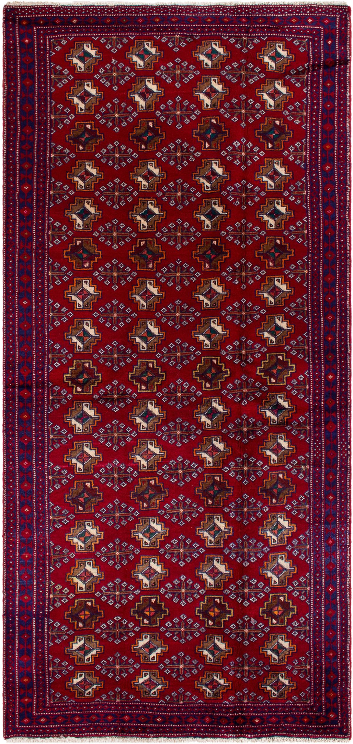 Hand-knotted Finest Baluch  Wool Rug 3'7" x 7'10" Size: 3'7" x 7'10"  