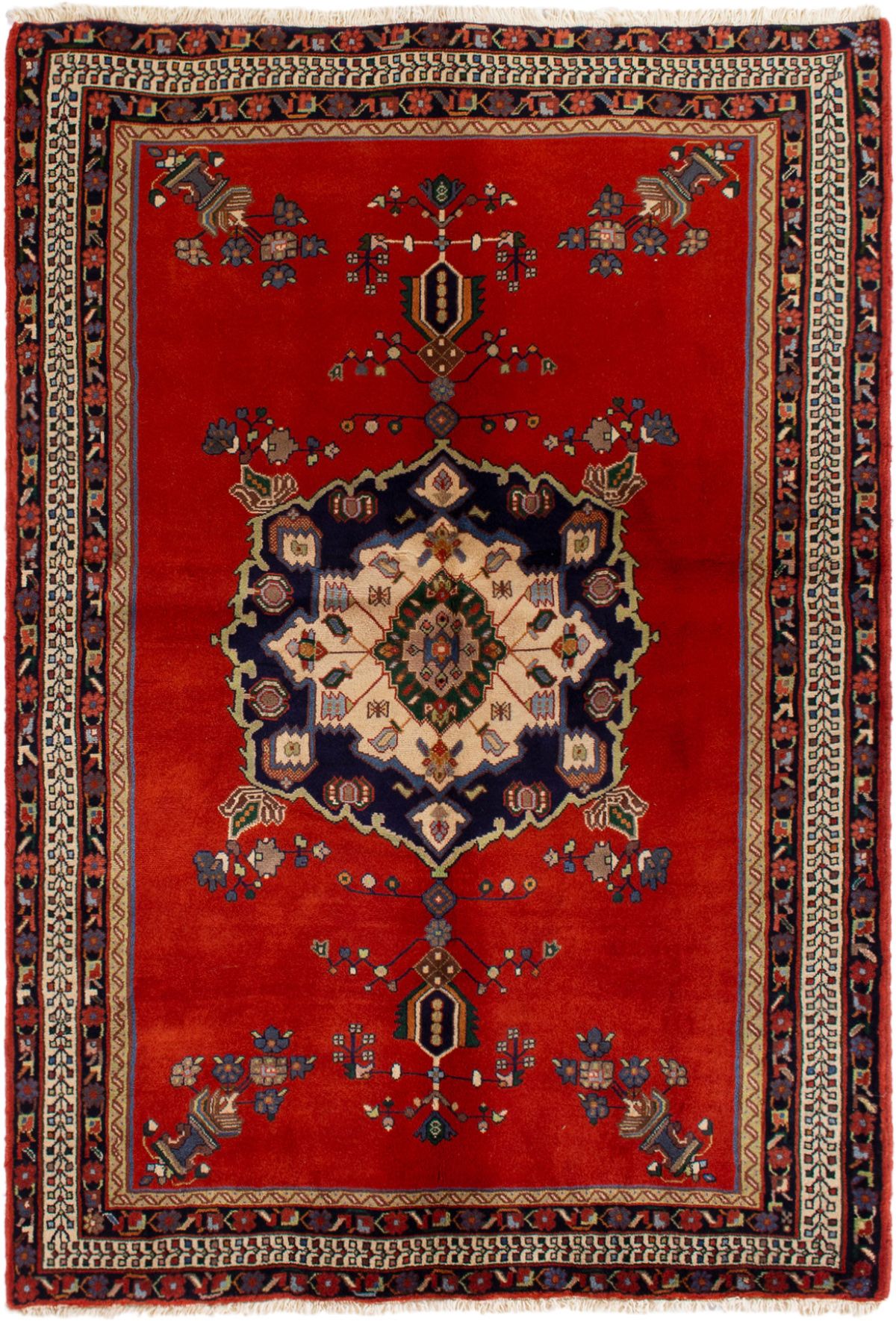 Hand-knotted Afshar  Wool Rug 4'4" x 6'3" Size: 4'4" x 6'3"  