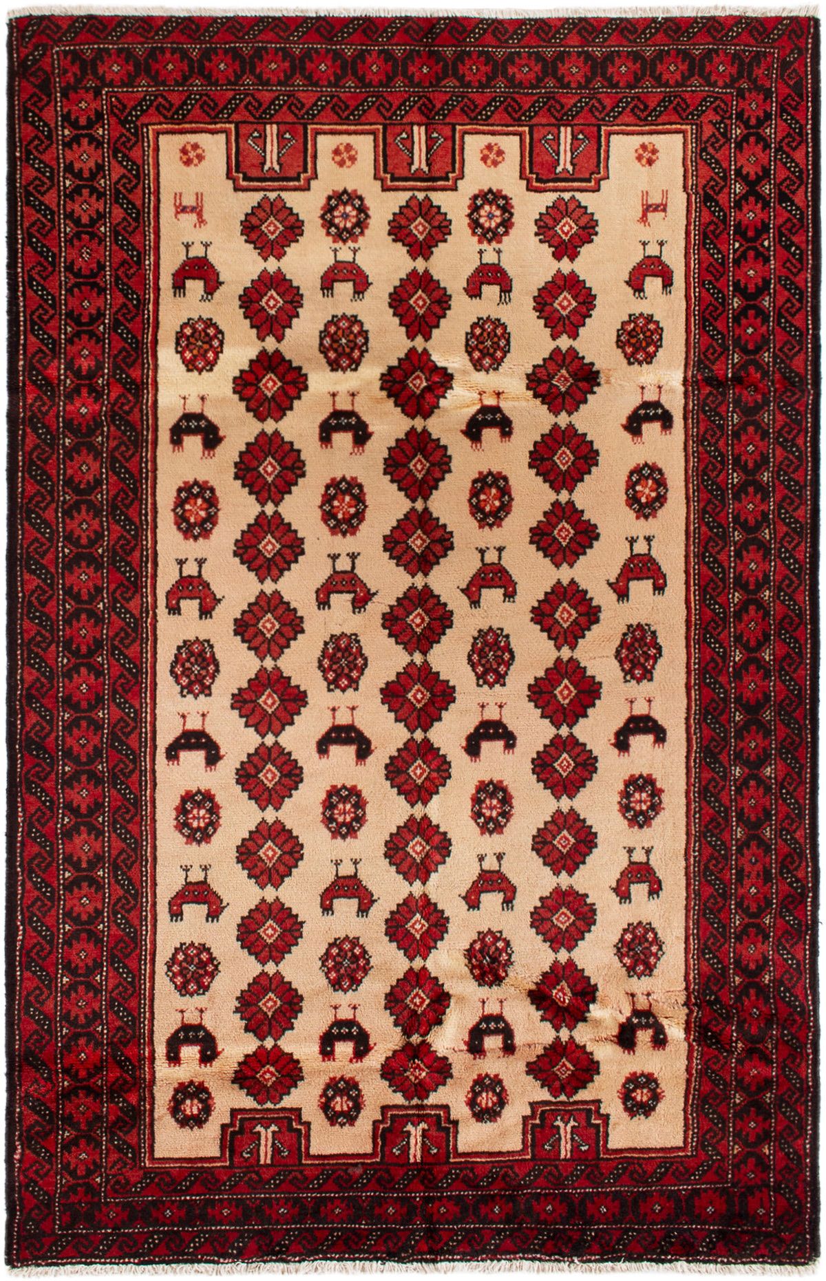 Hand-knotted Finest Baluch  Wool Rug 4'6" x 7'1" Size: 4'6" x 7'1"  