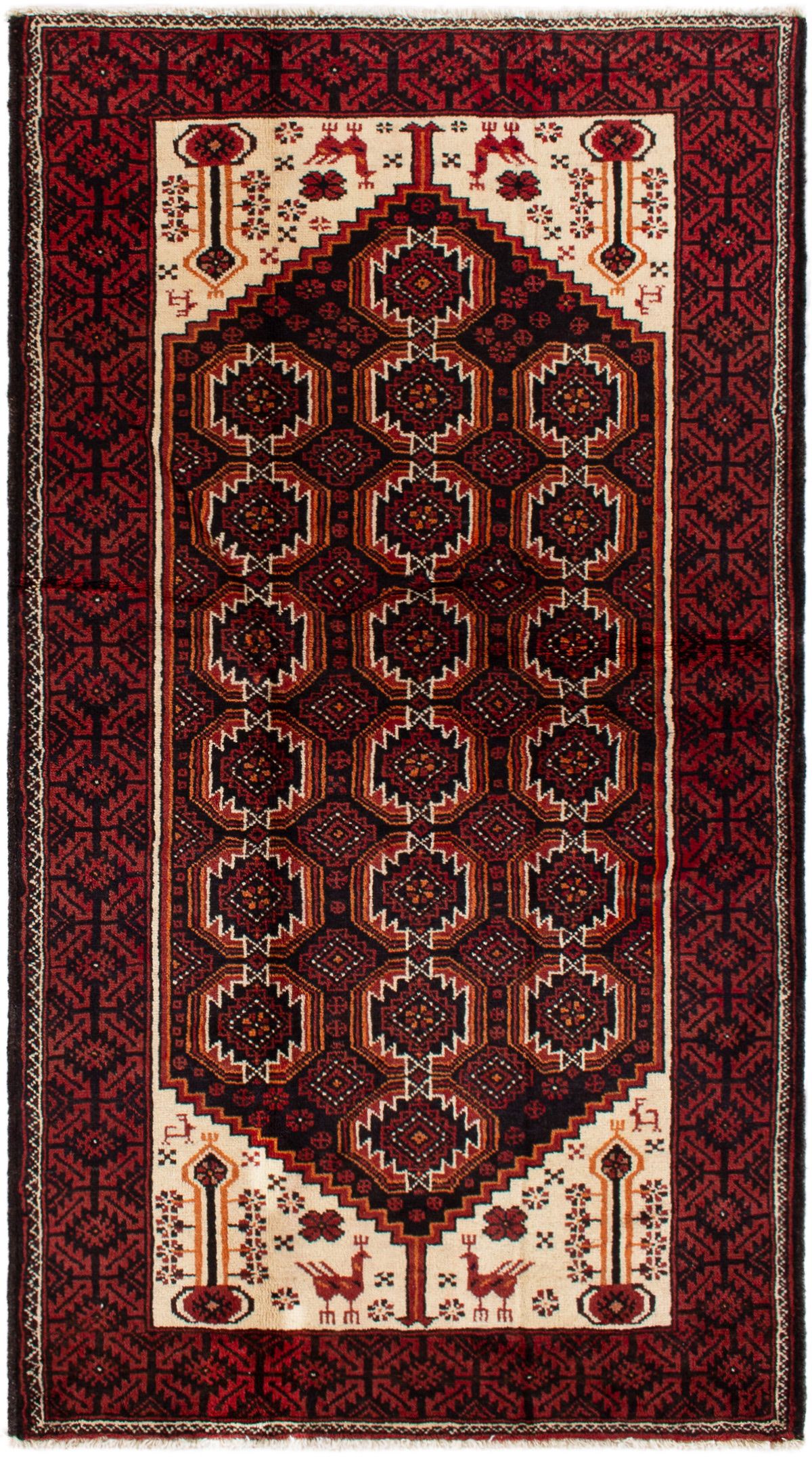 Hand-knotted Finest Baluch  Wool Rug 3'10" x 6'10" Size: 3'10" x 6'10"  