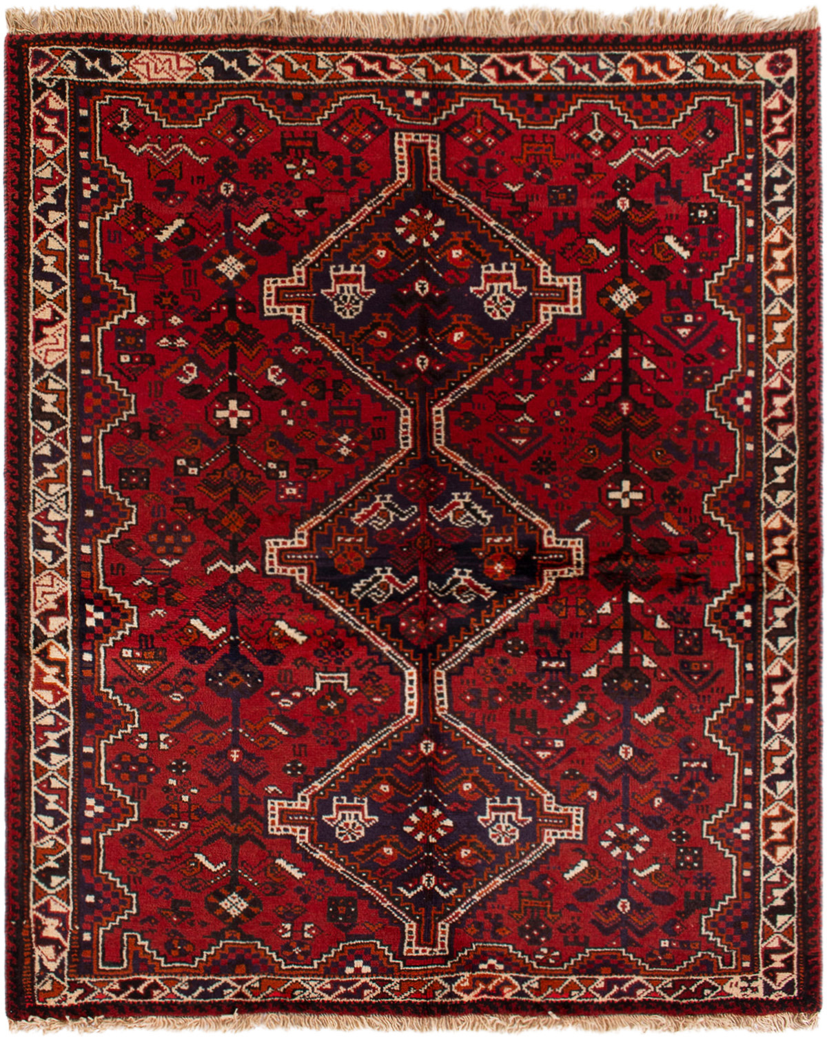 Hand-knotted Shiraz  Wool Rug 6'6" x 6'4" Size: 6'6" x 6'4"  