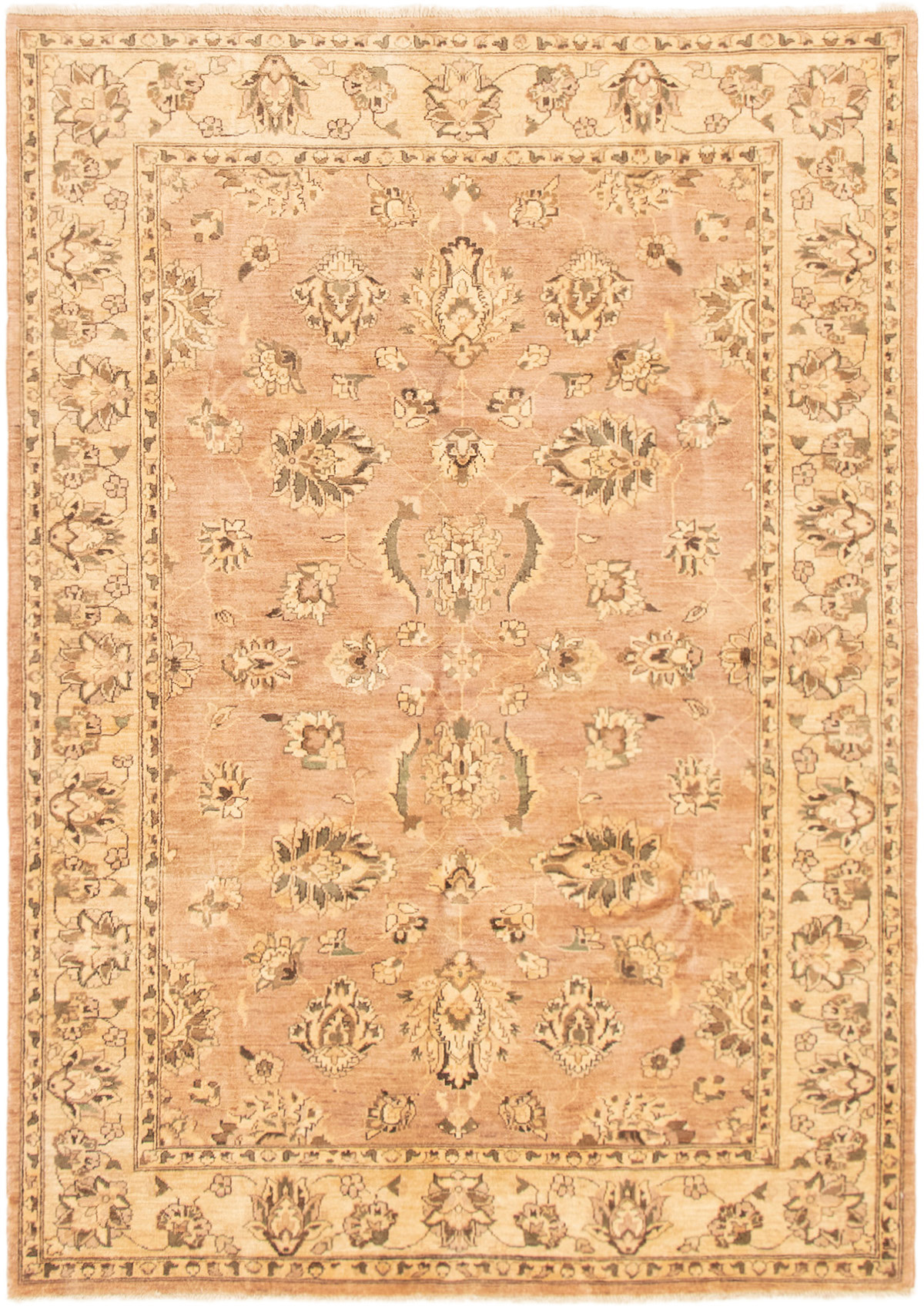 Hand-knotted Chobi Finest Beige Wool Rug 6'1" x 8'8" Size: 6'1" x 8'8"  