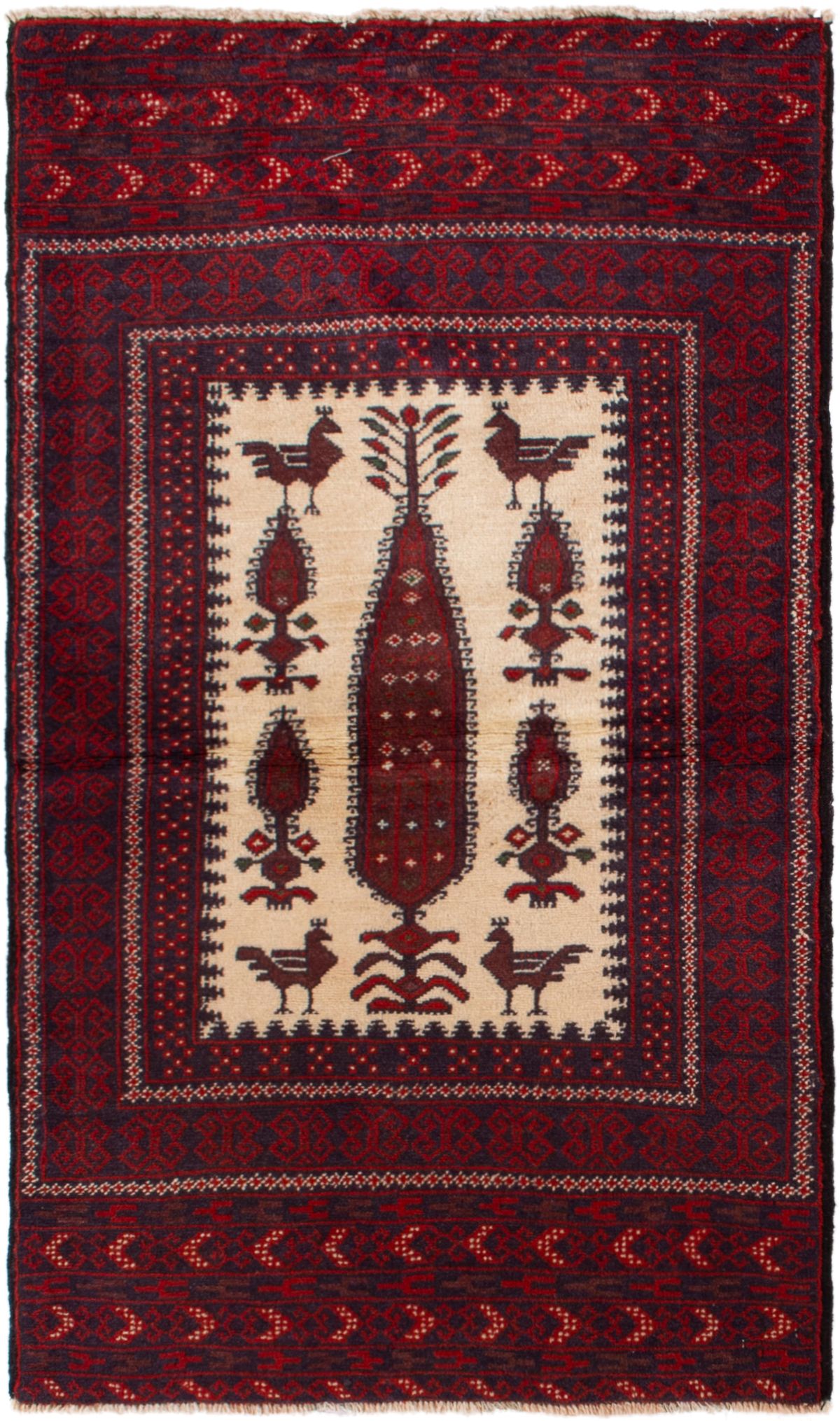 Hand-knotted Finest Baluch  Wool Rug 2'9" x 4'9" Size: 2'9" x 4'9"  