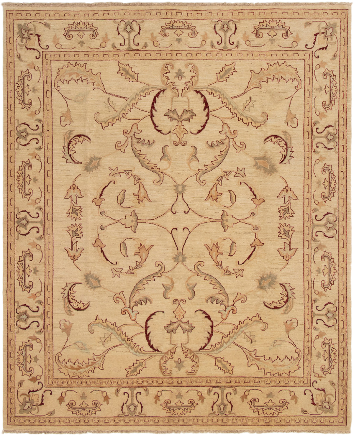 Hand-knotted Chobi Finest Cream Wool Rug 8'0" x 9'10"  Size: 8'0" x 9'10"  