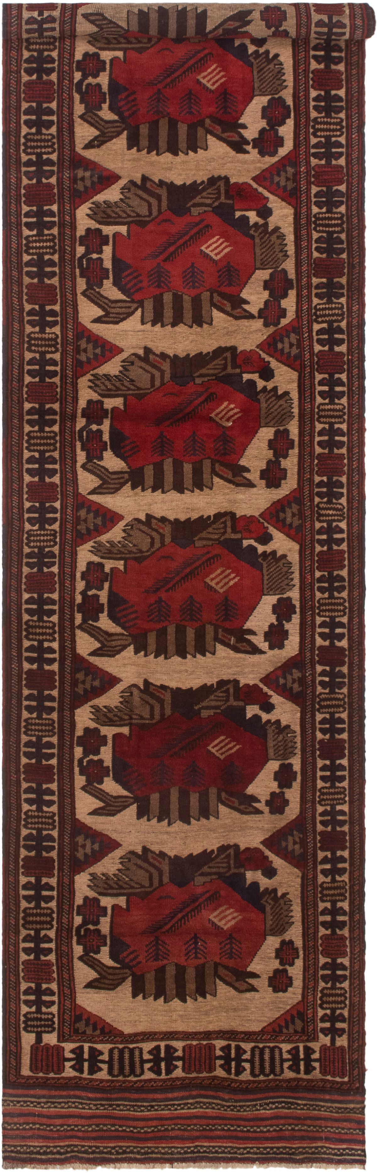 Hand-knotted Tajik Caucasian Cream, Red Wool Rug 2'11" x 12'4" Size: 2'11" x 12'4"  