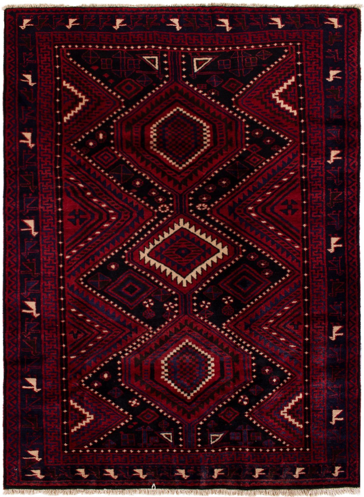 Hand-knotted Luri  Wool Rug 6'2" x 8'3" Size: 6'2" x 8'3"  