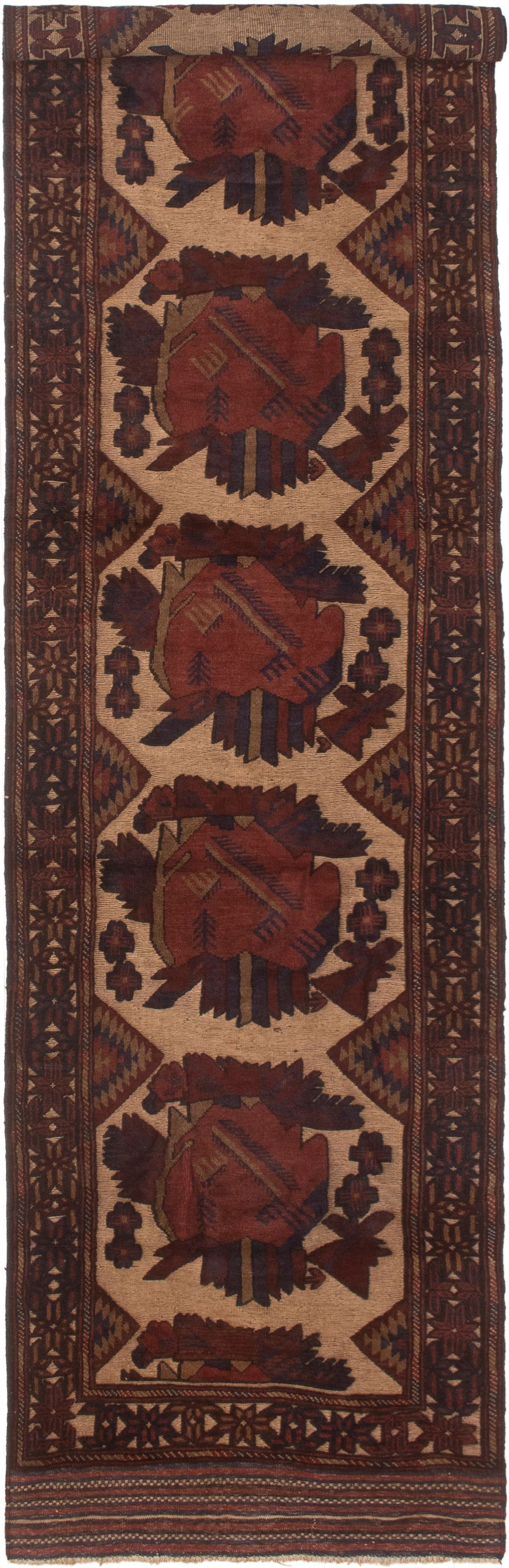 Hand-knotted Tajik Caucasian Copper, Cream Wool Rug 2'11" x 12'6" Size: 2'11" x 12'6"  