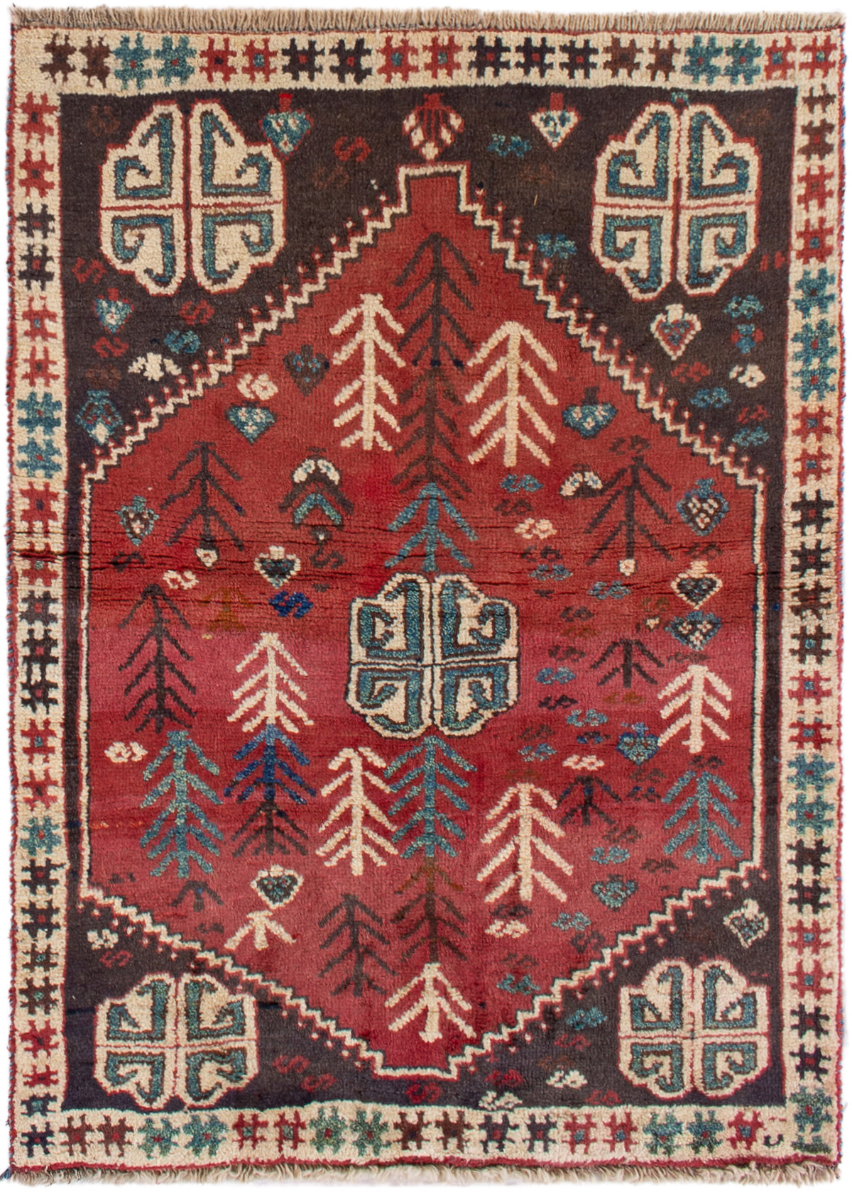 Hand-knotted Shiraz Qashqai  Wool Rug 3'4" x 4'6" Size: 3'4" x 4'6"  