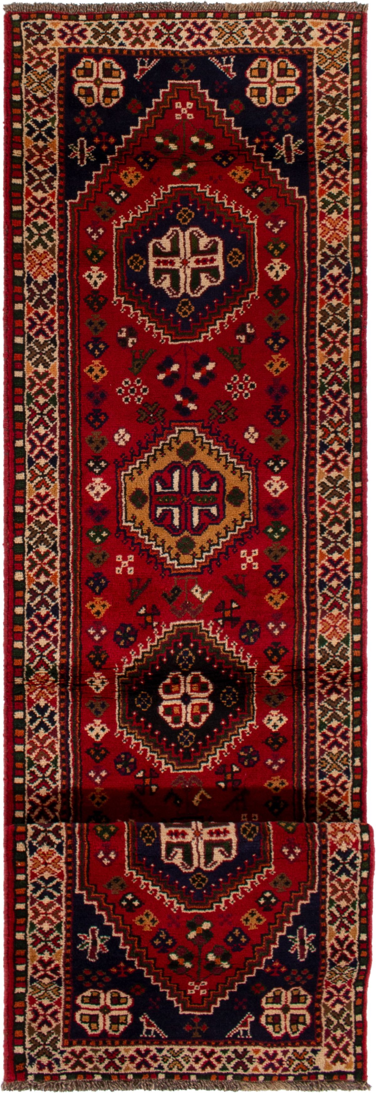 Hand-knotted Shiraz Qashqai  Wool Rug 2'5" x 9'9" Size: 2'5" x 9'9"  