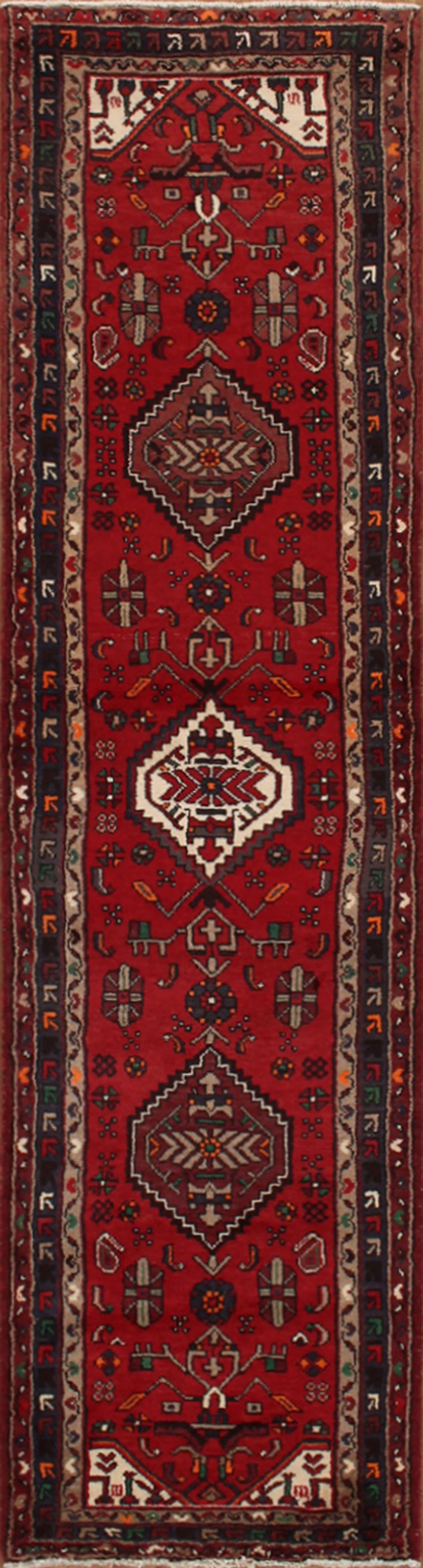 Hand-knotted Hamadan  Wool Rug 2'7" x 10'1" Size: 2'7" x 10'1"  