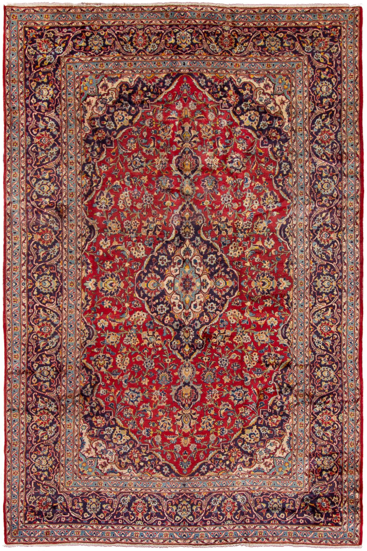Hand-knotted Kashan  Wool Rug 7'10" x 11'11" Size: 7'10" x 11'11"  