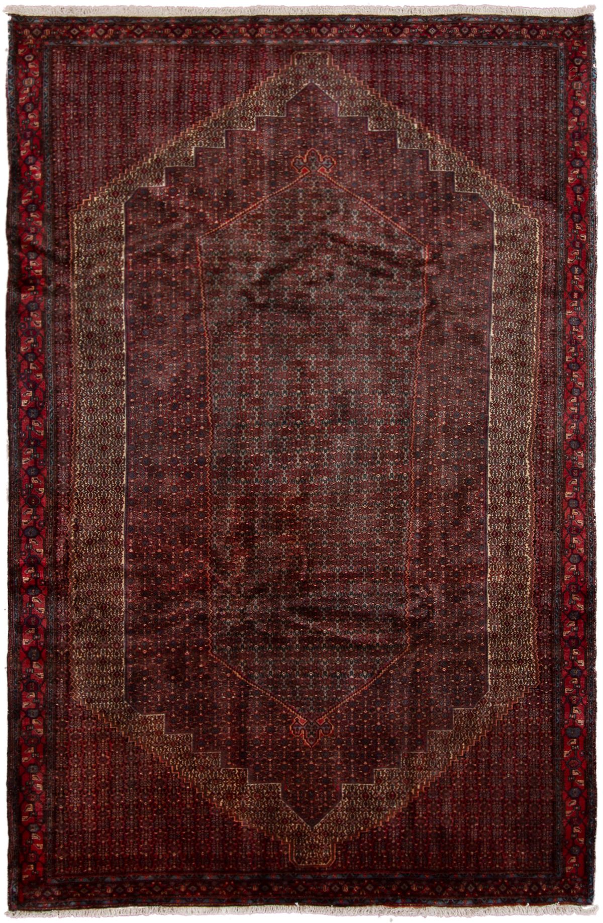 Hand-knotted Senneh  Wool Rug 6'6" x 10'1" Size: 6'6" x 10'1"  
