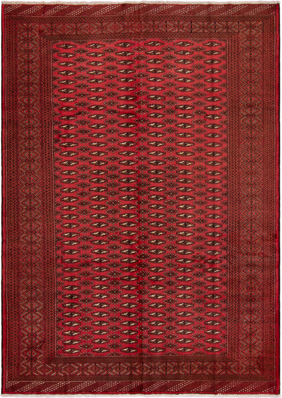 Hand-knotted Turkoman  Wool Rug 6'7" x 9'4" Size: 6'7" x 9'4"  